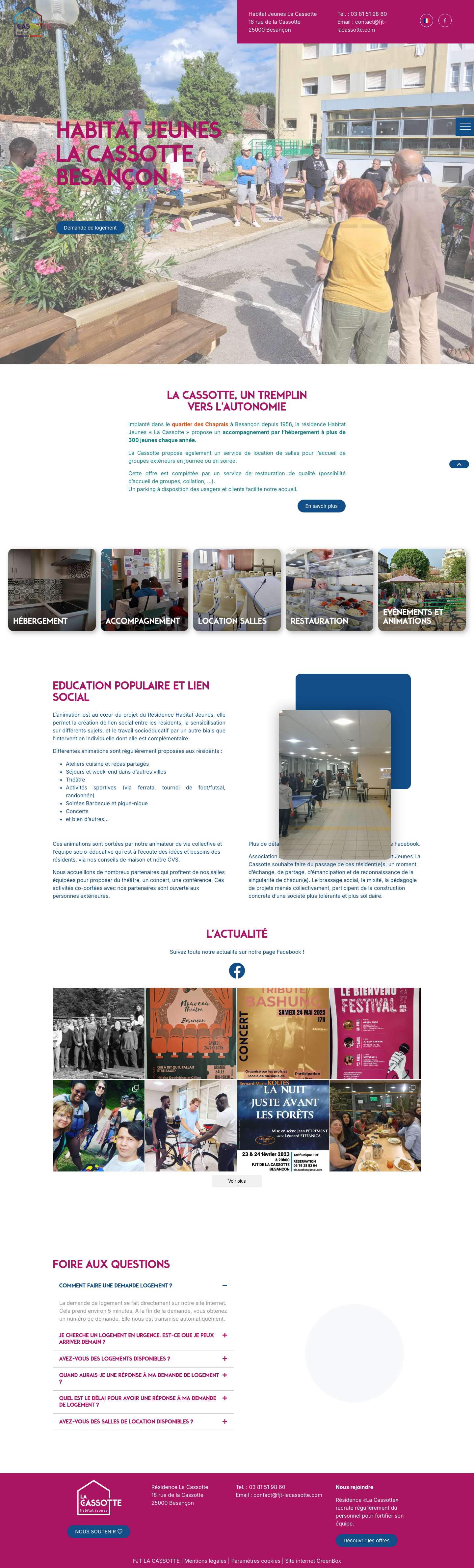 Résidence La Cassotte - Habitat Jeunes à Besançon - Full Screenshot