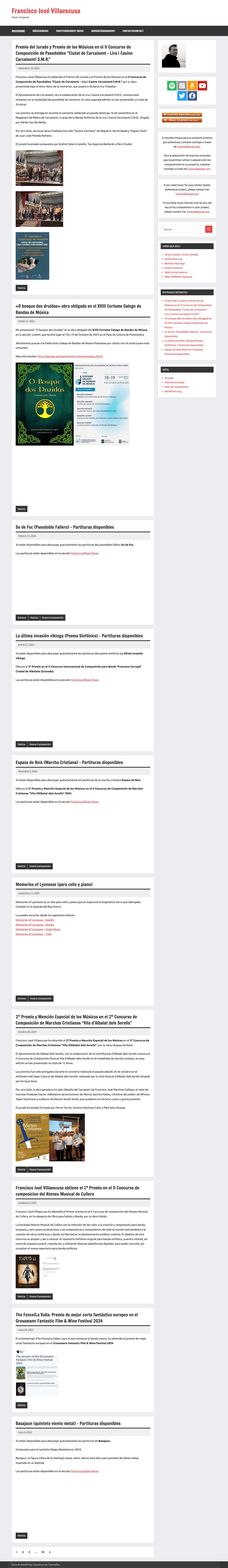 Francisco José Villaescusa Compositor música instrumental - Full Screenshot