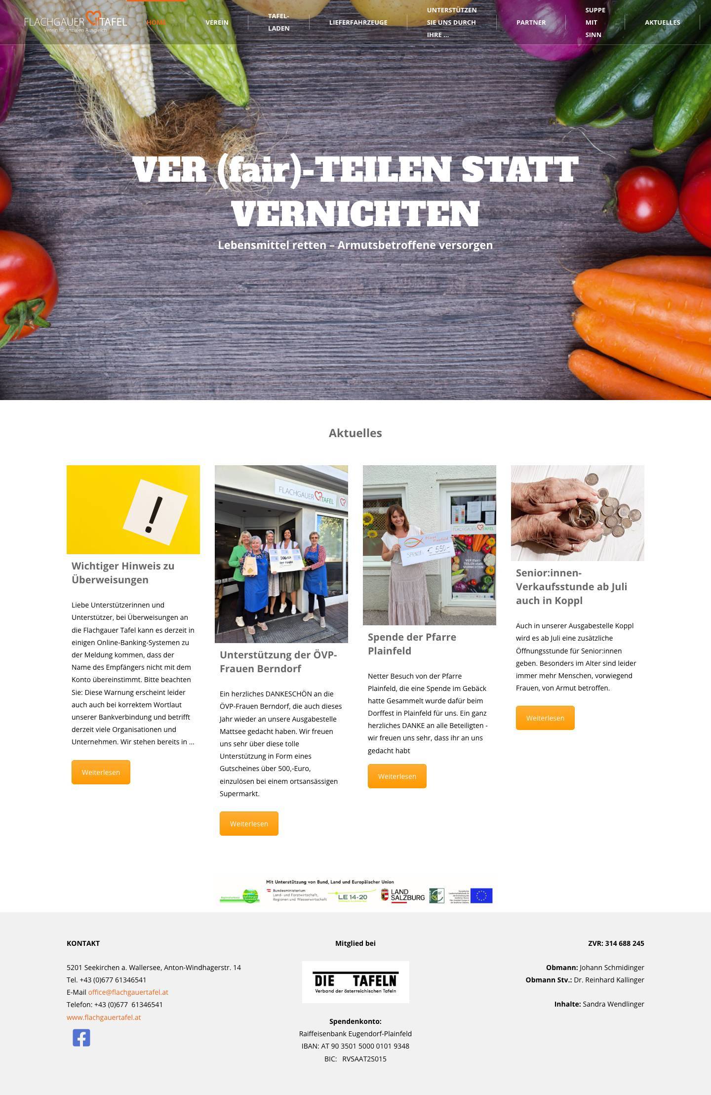 Flachgauertafel – Verein für sozialen Ausgleich - Full Screenshot