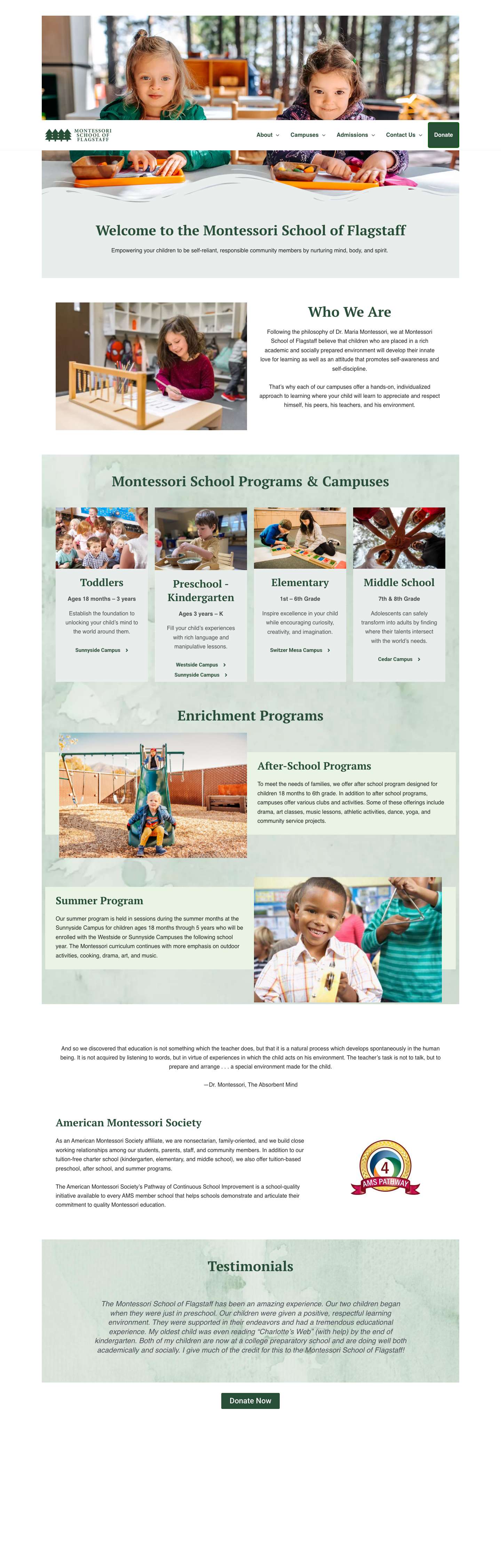 Montessori School of Flagstaff - Full Screenshot