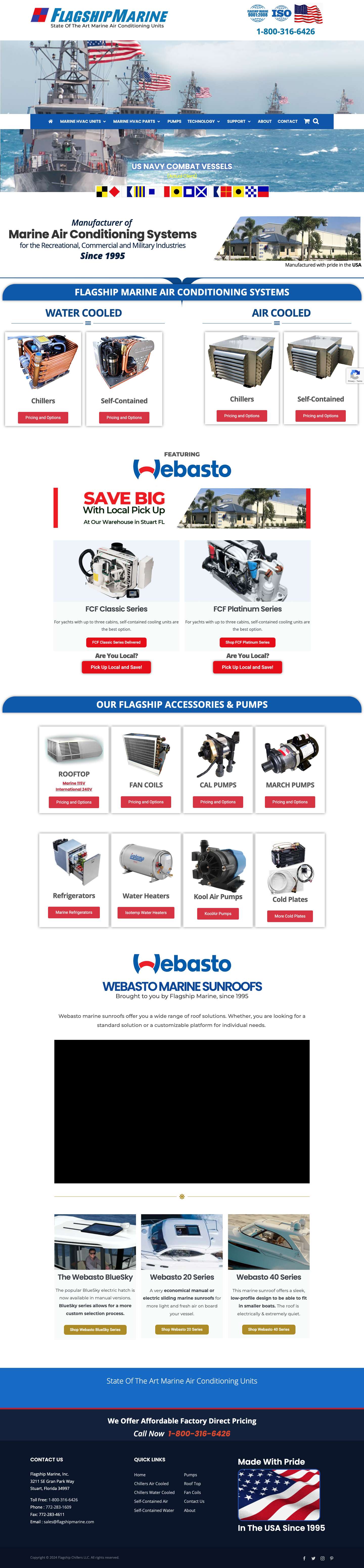 Marine Air Conditioners, Chillers, Pumps and Supplies - Flagship Marine - Full Screenshot