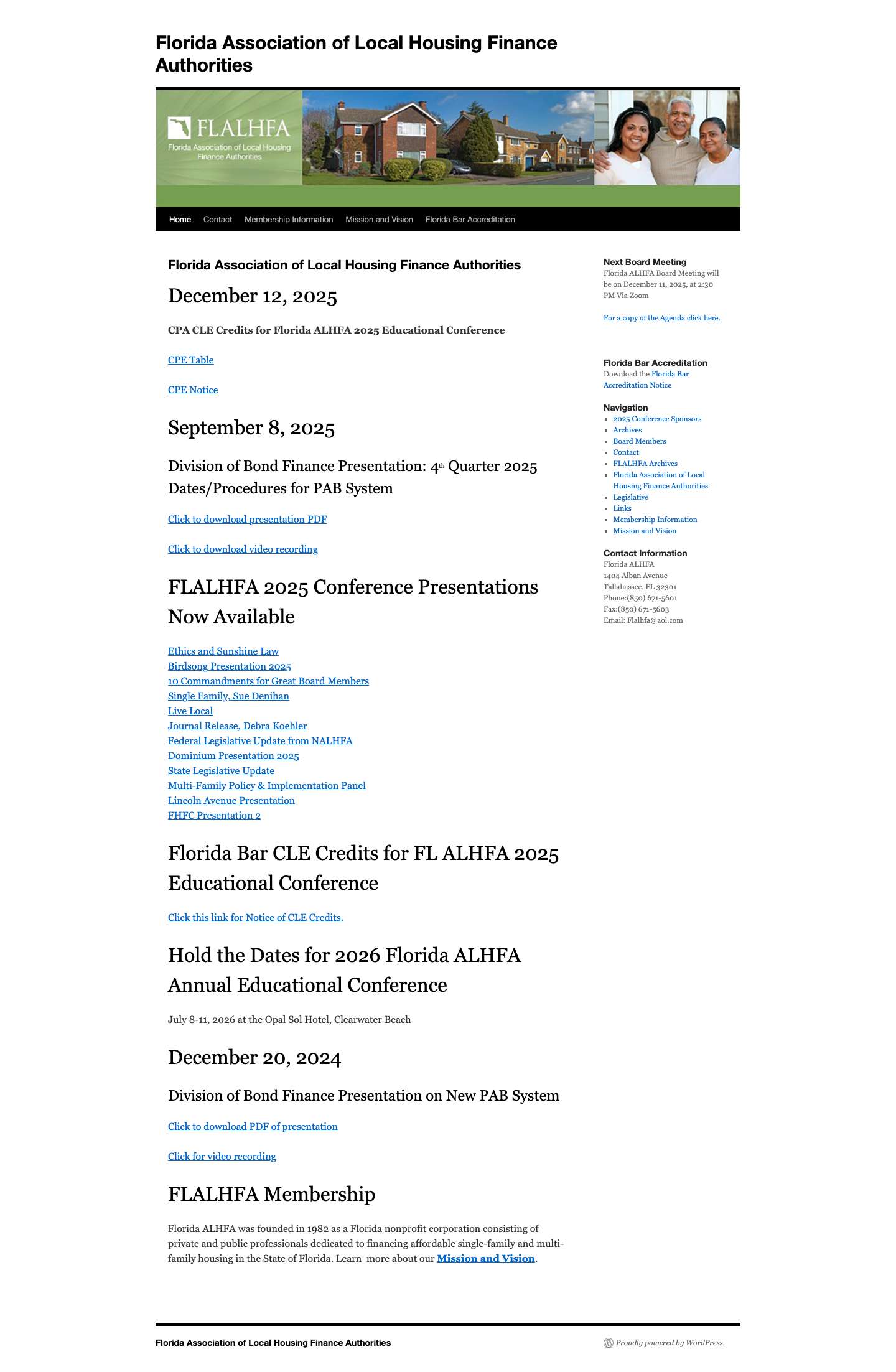 Florida Association of Local Housing Finance Authorities - Full Screenshot
