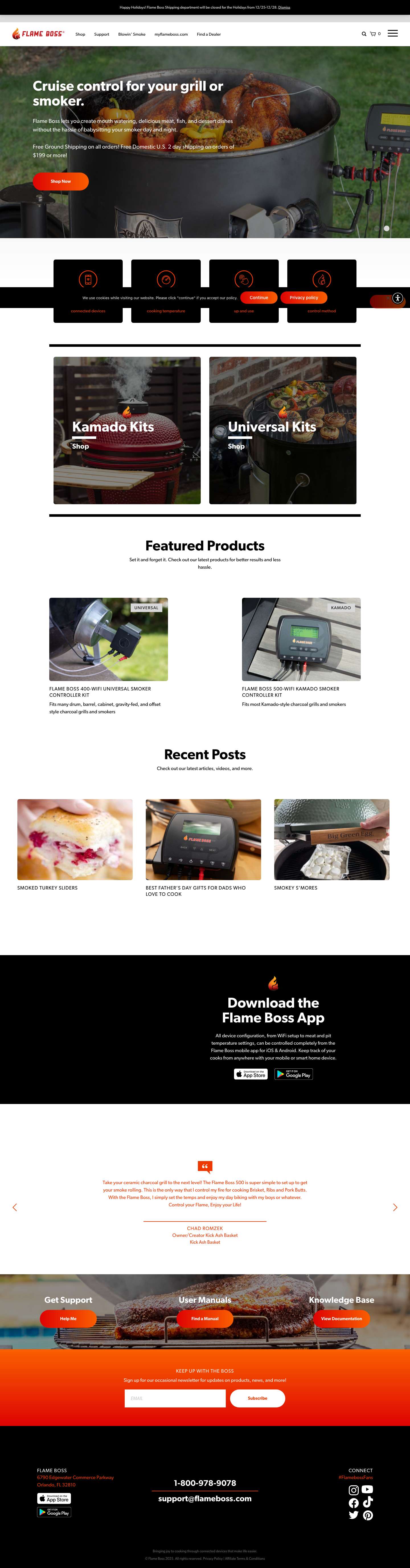 Smoker and BBQ Temperature Control | Flame Boss - Full Screenshot