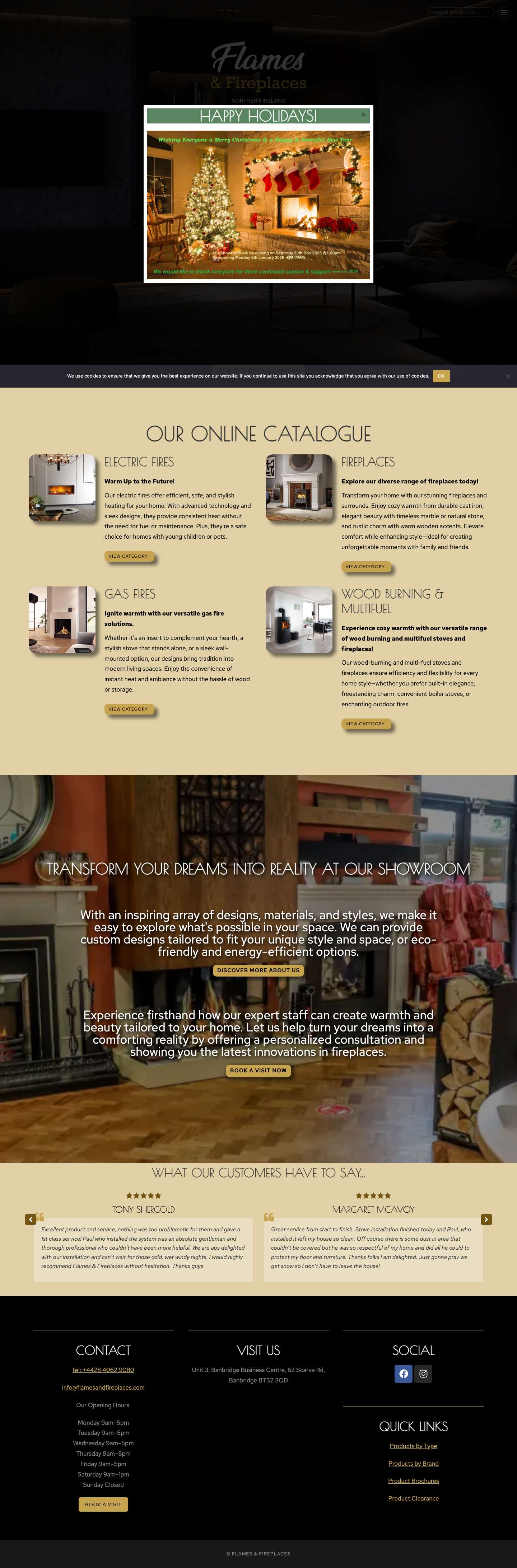 Home - Flames & Fireplaces - Banbridge, Belfast, Northern Ireland - Full Screenshot