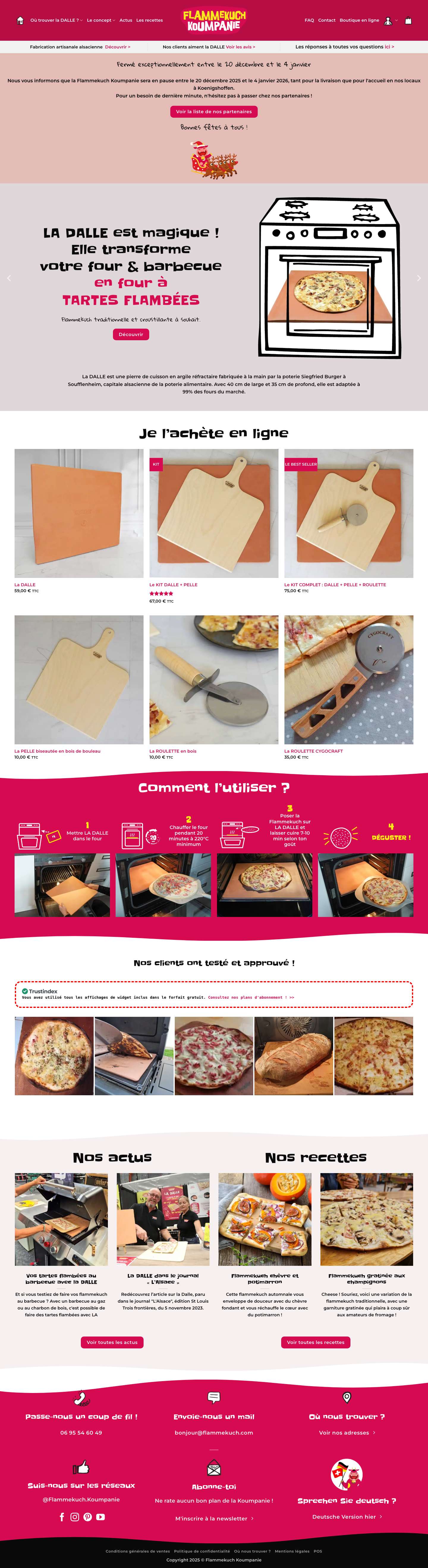 Flammekuch Koumpanie - LA DALLE, pierre de cuisson en argile réfractaire - Full Screenshot