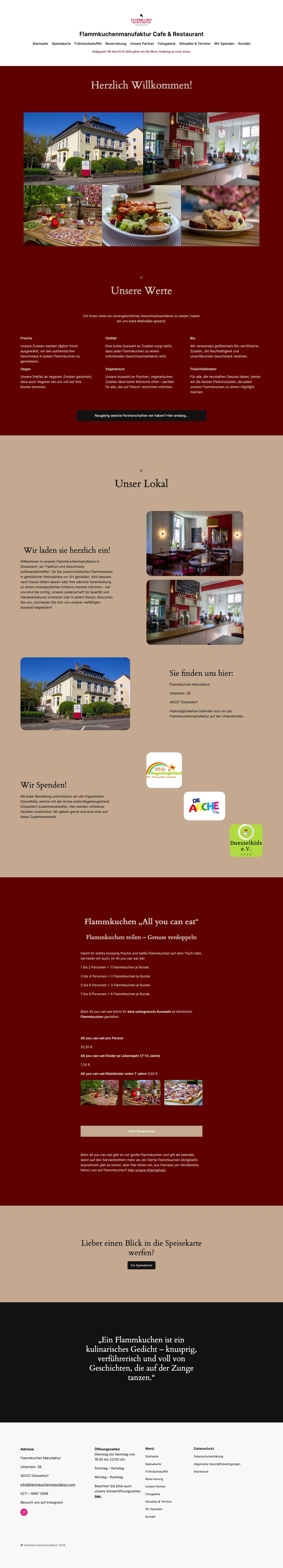 Flammkuchenmanufaktur Cafe & Restaurant - - Full Screenshot