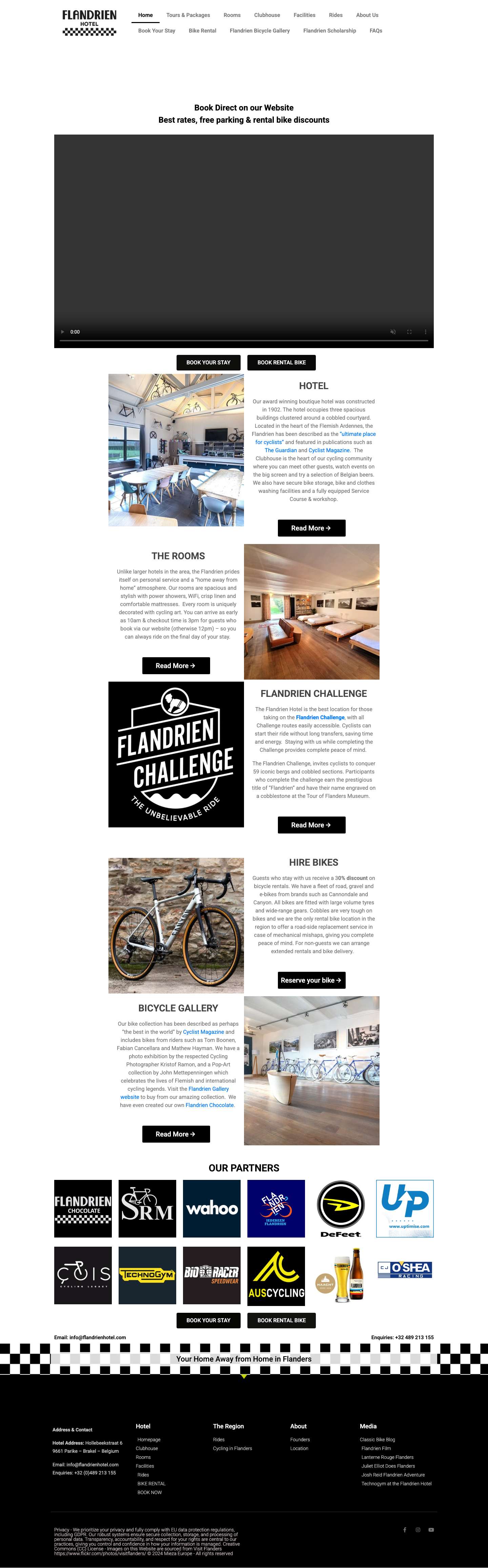 flandrienhotel.com – A home away from home for cyclists - Full Screenshot