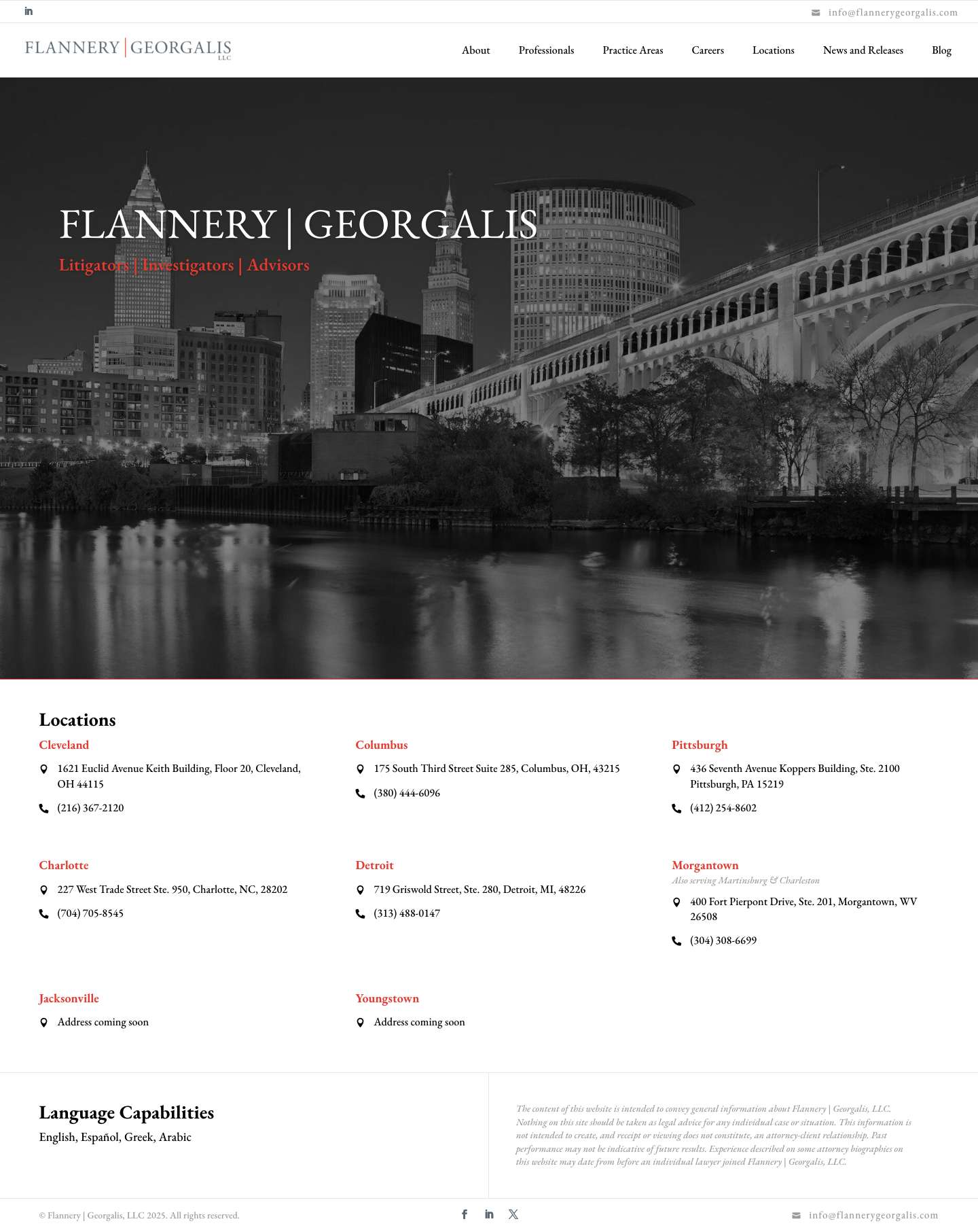 Cleveland Criminal Defense & Internal Investigations Lawyers | Top Criminal and Corporate Internal Investigations Attorneys at Flannery | Georgalis, LLC - Full Screenshot