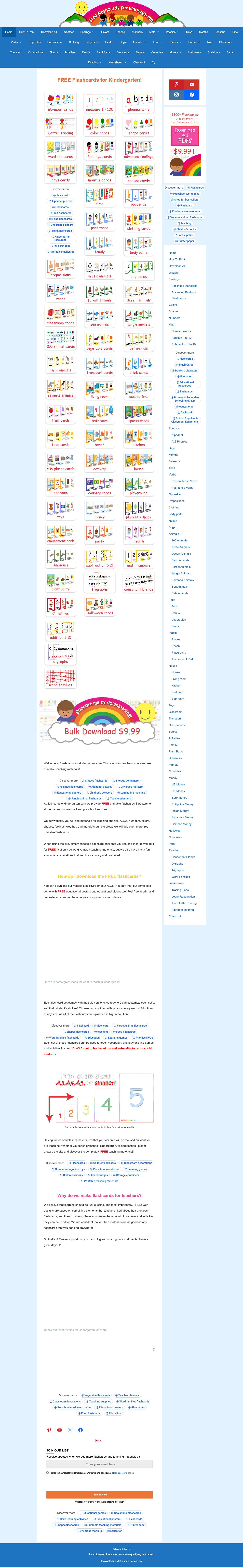 FREE Printable Flashcards and Posters! | Flashcards For Kindergarten - Full Screenshot