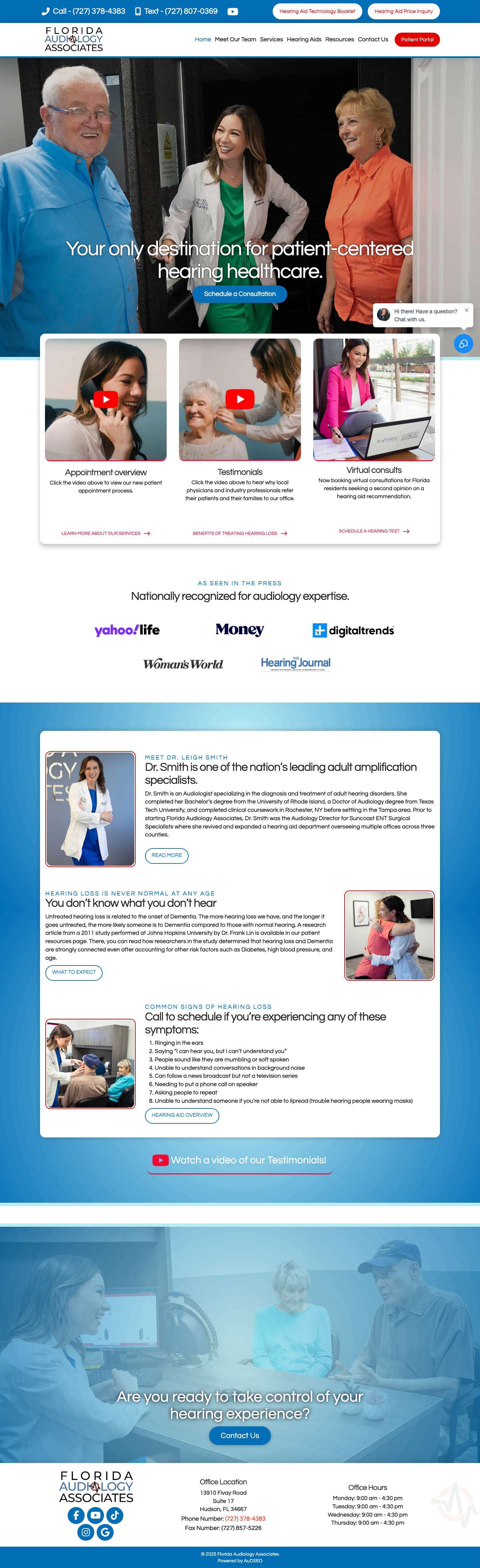 Hearing Center In Hudson, FL | Florida Audiology Associates - Full Screenshot