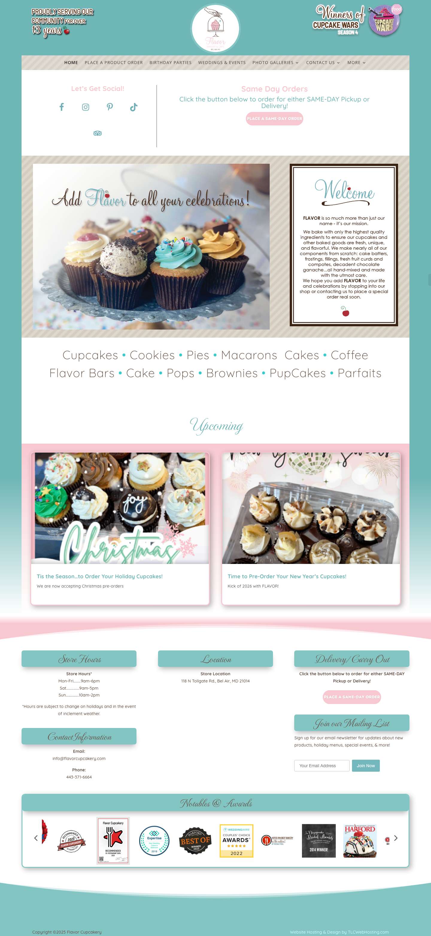 Harford County Cupcake Bakery | Flavor Cupcakery & Bake Shop - Full Screenshot