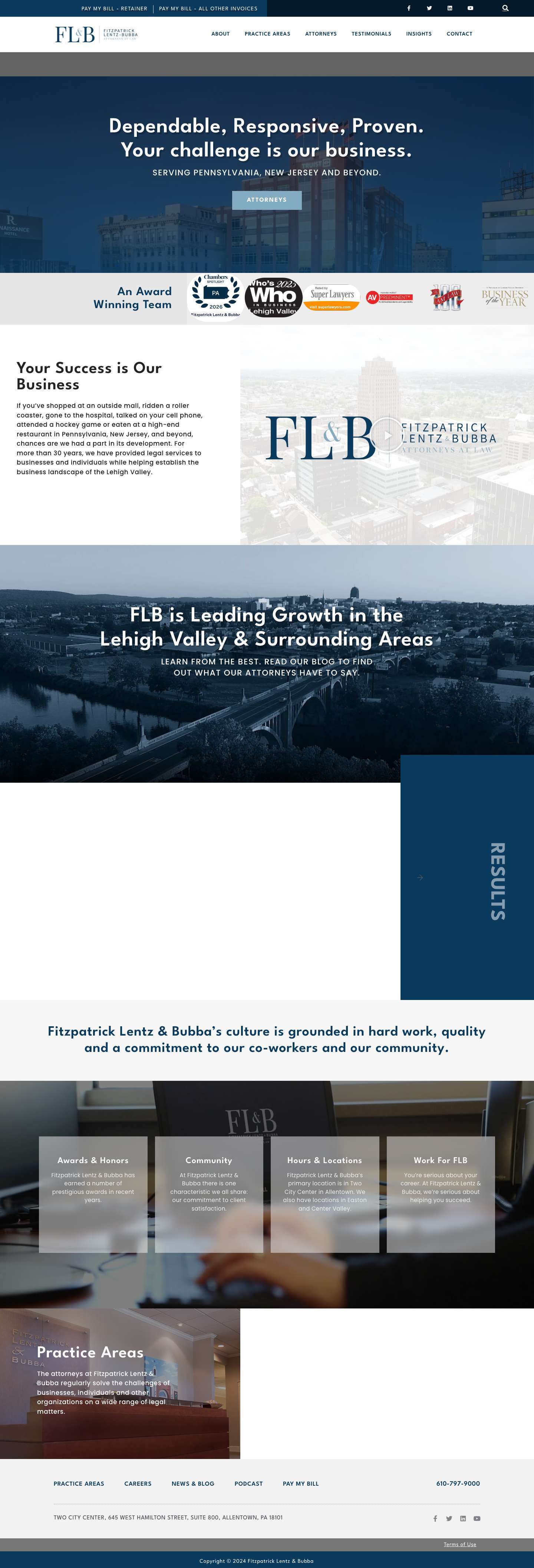 Home | Fitzpatrick Lentz & Bubba, P.C. - Full Screenshot