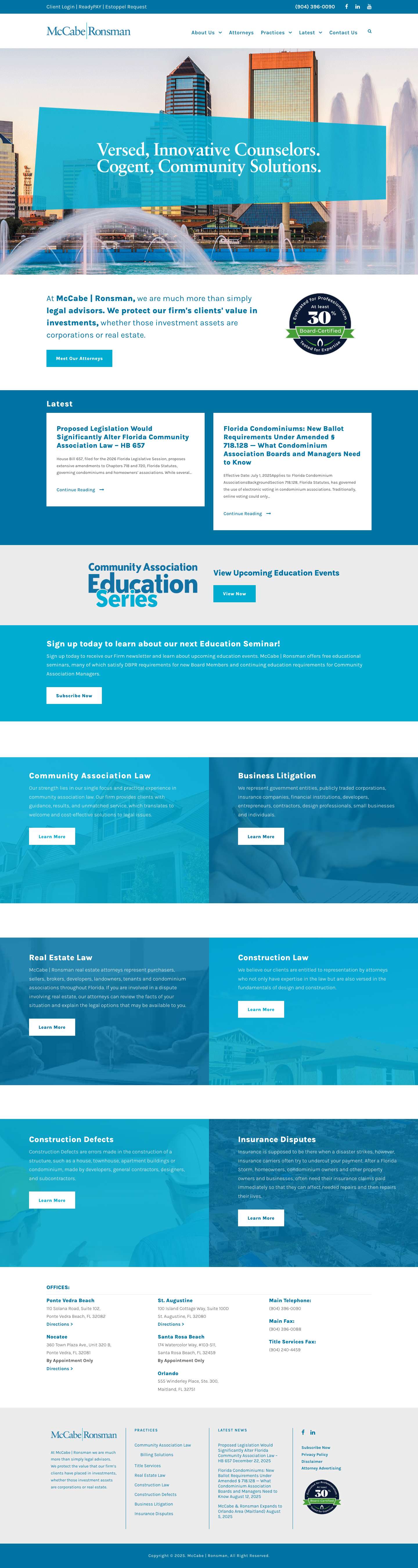 Real Estate Attorney, Ponte Vedra Beach | McCabe & Ronsman - Full Screenshot