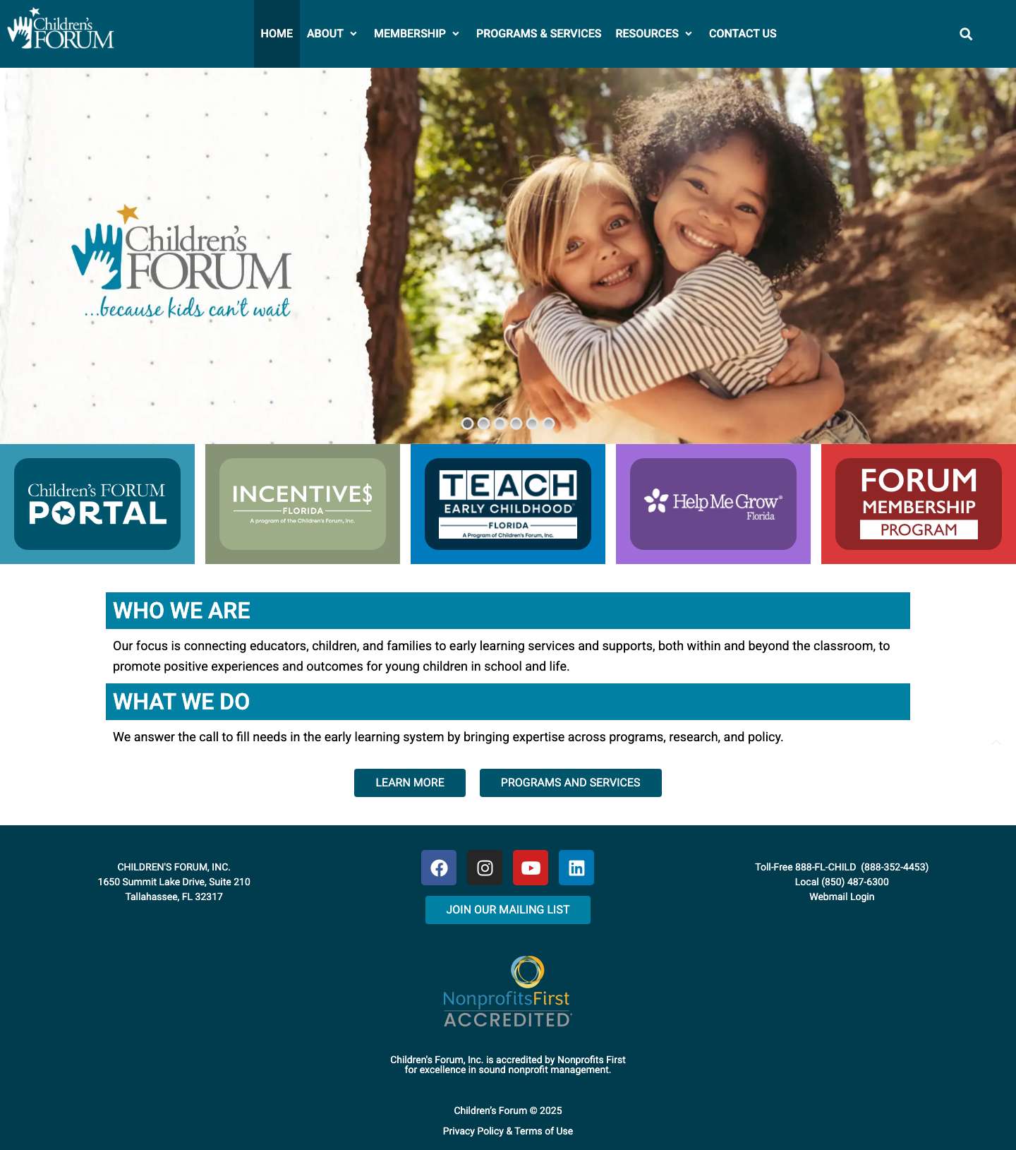 Home Page - Children's Forum - Full Screenshot