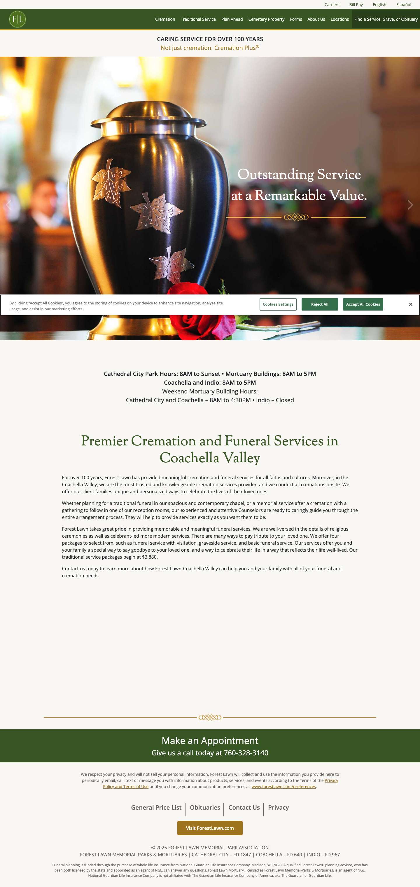 Forest Lawn | Cremation and Funeral Services - Full Screenshot