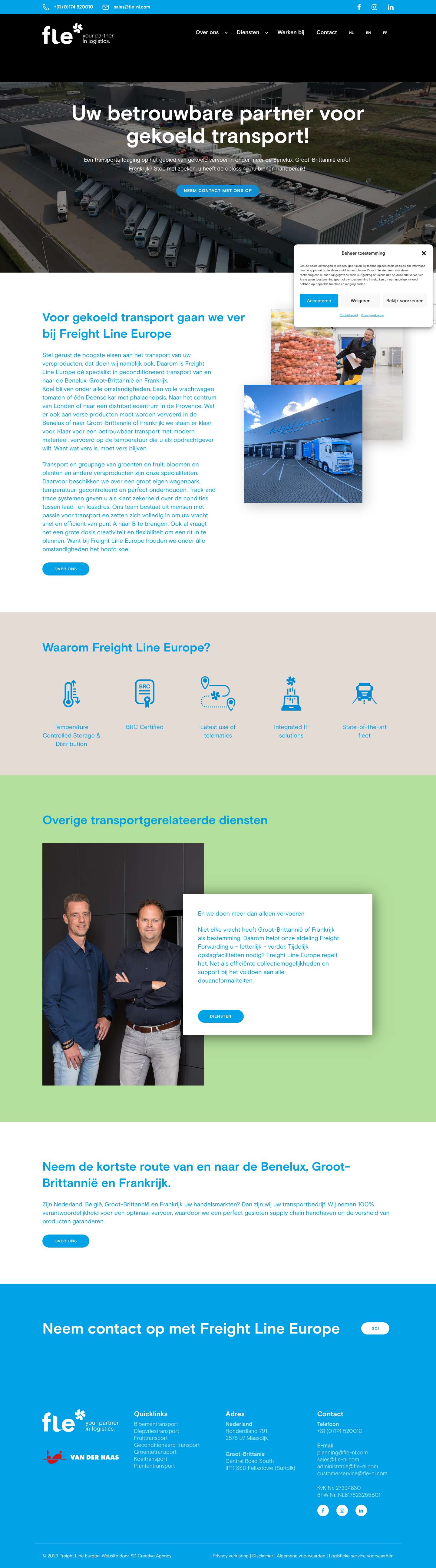 Uw partner voor gekoeld transport - Freight Line Europe - Full Screenshot