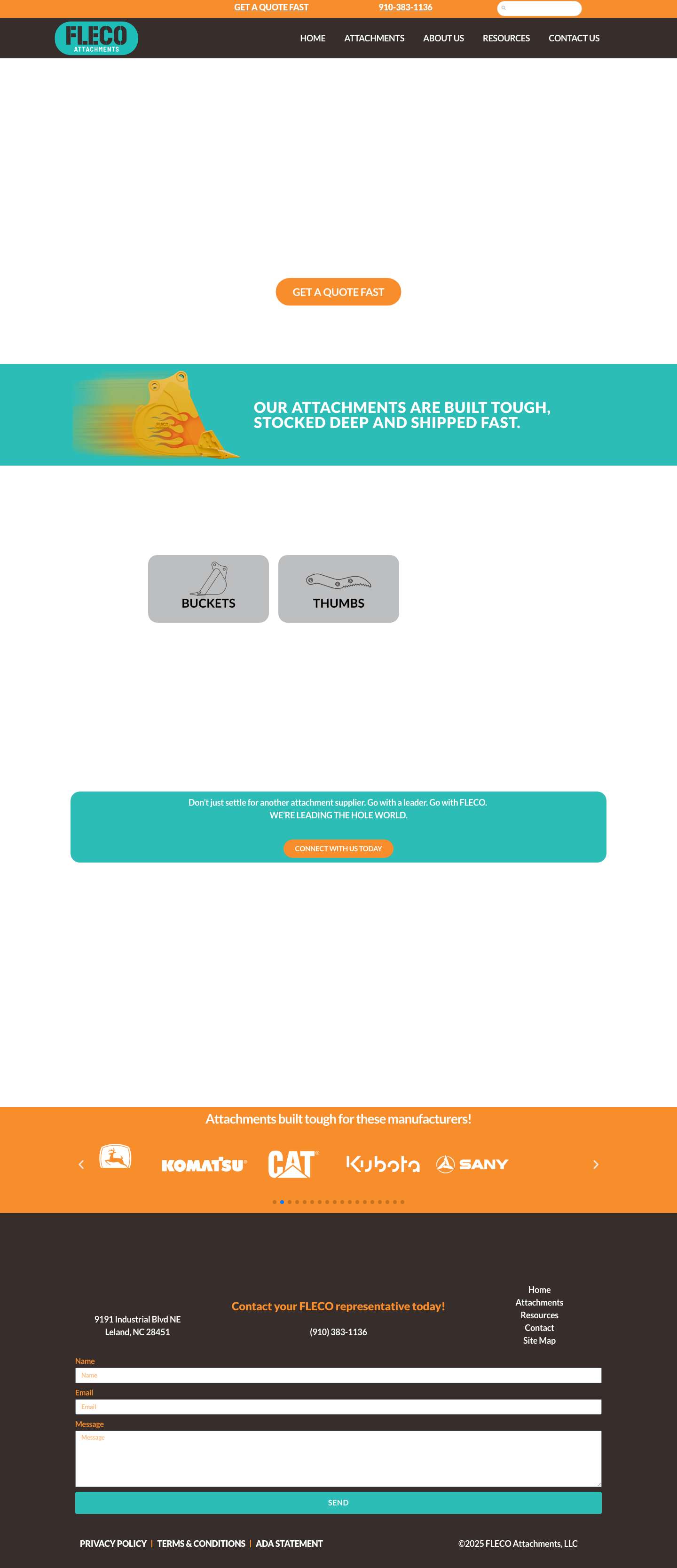 FLECO Attachments – Global provider of excavator equipment and accessories - Full Screenshot