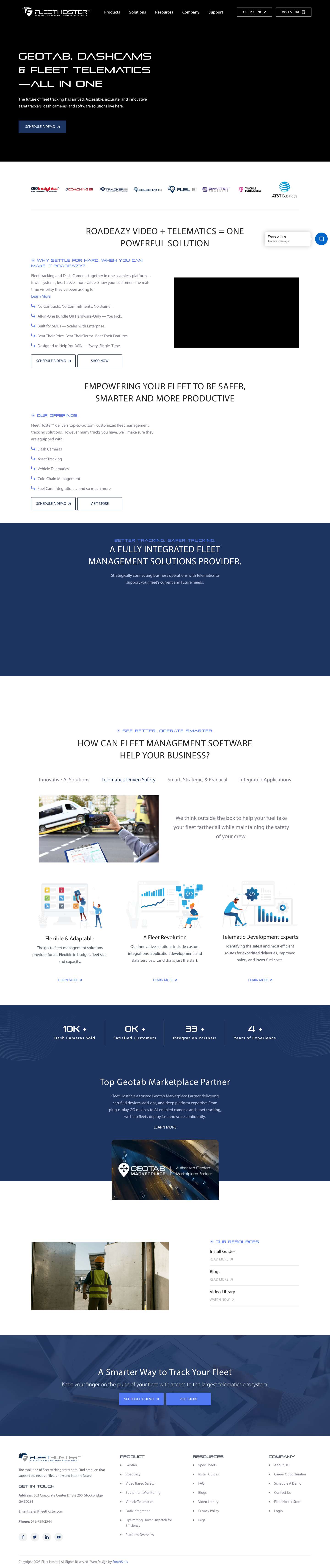 Fleet Hoster | Geotab Supplier, Fleet Telematics & Dashcams - Full Screenshot
