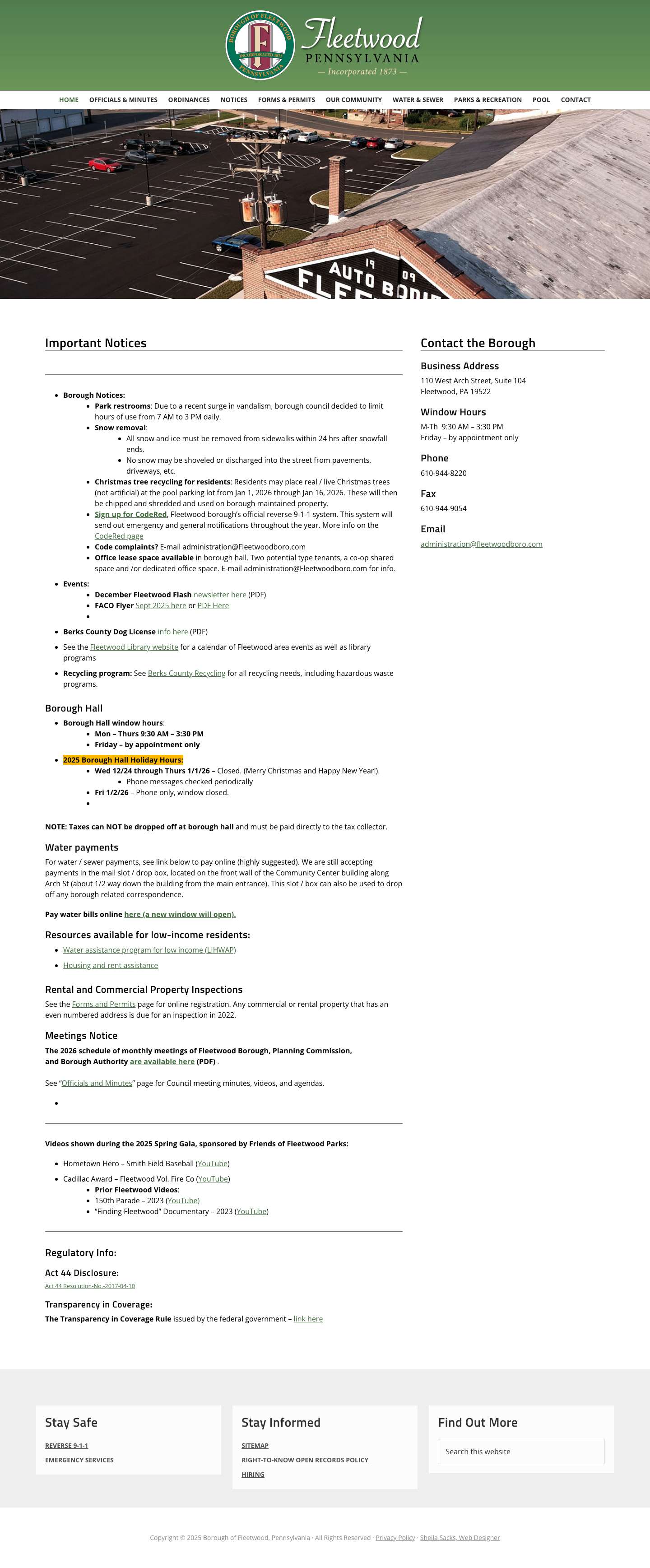 Borough of Fleetwood, Pennsylvania - Full Screenshot