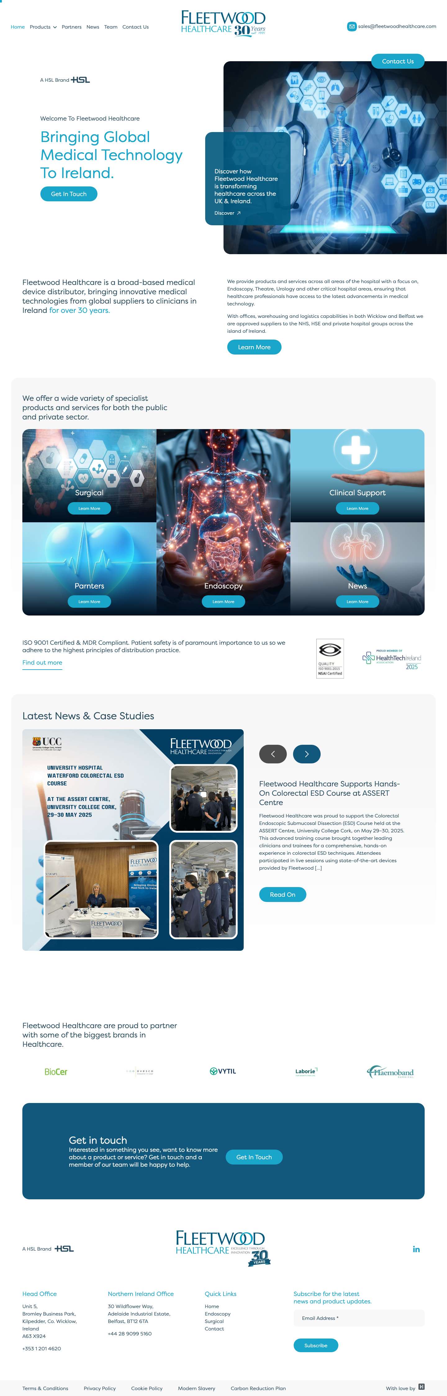 Fleetwood Healthcare is an all Ireland Medical Device Distributor - Full Screenshot