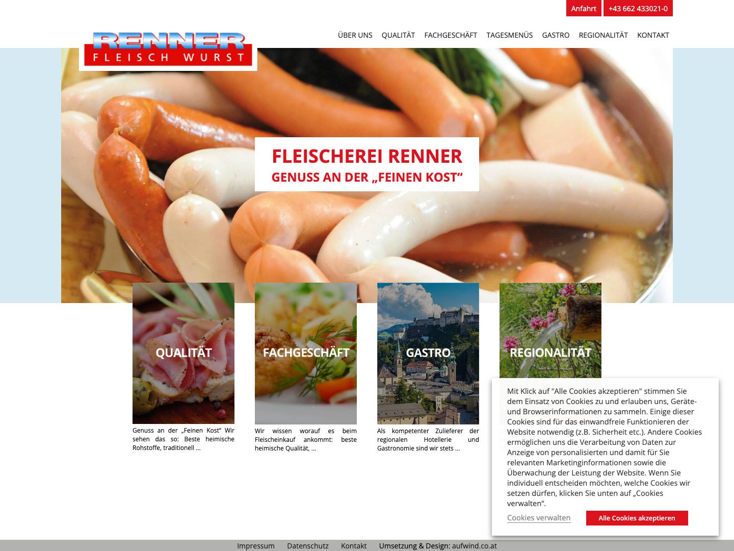 Fleischerei RENNER in Salzburg - Full Screenshot