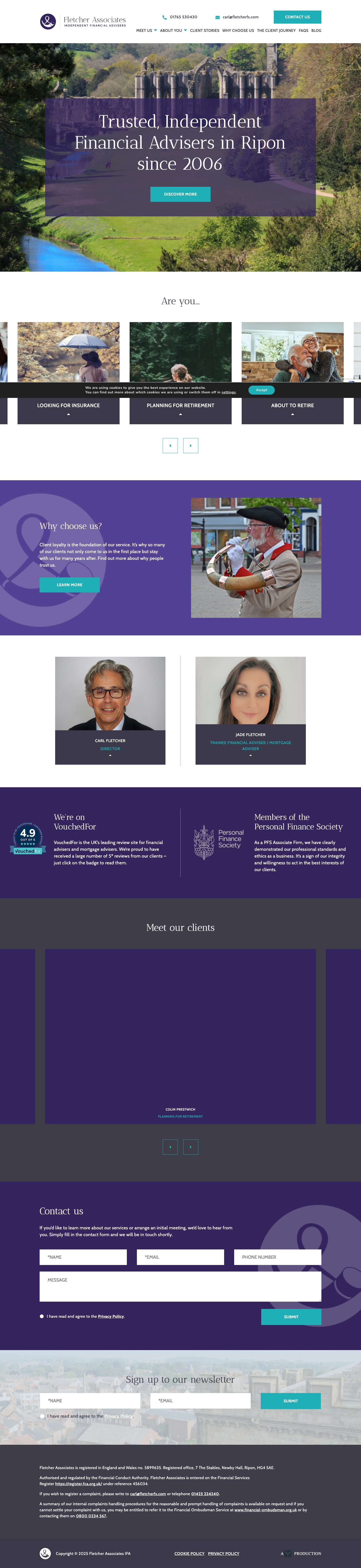 Fletcher Associates | Independent Financial Advisers in Ripon - Full Screenshot