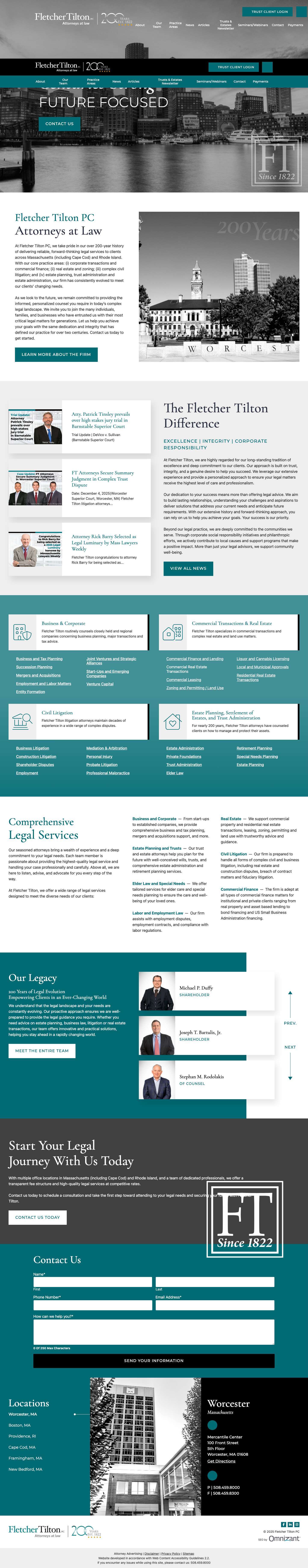 Fletcher Tilton PC - Full Service Law Firm in Massachusetts - EST. 1822 - Full Screenshot