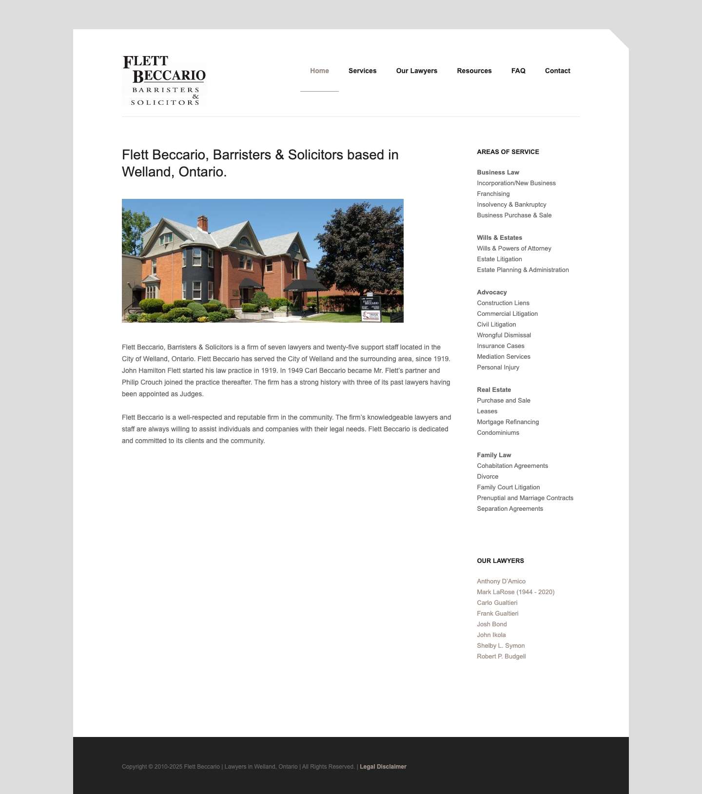 Home - Flett Beccario | Lawyers in Welland, Ontario - Full Screenshot