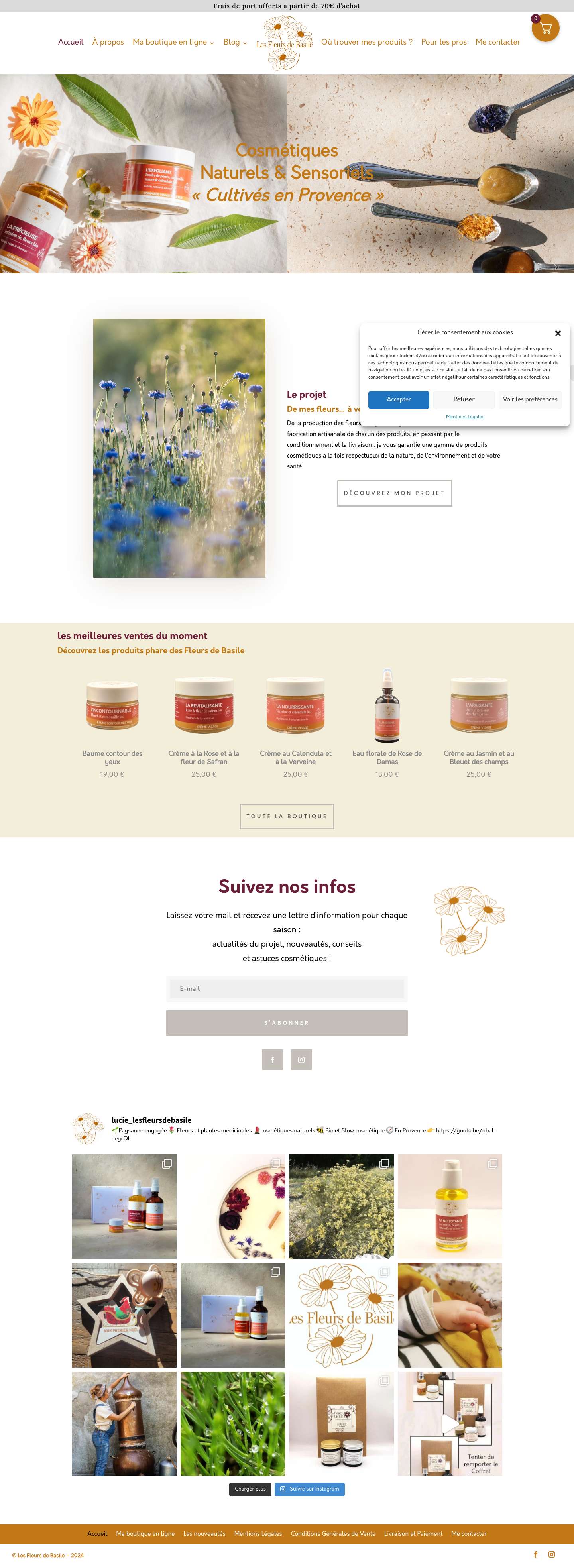 Cosmétiques bio en Provence : découvrez Fleurs de Basile - Full Screenshot