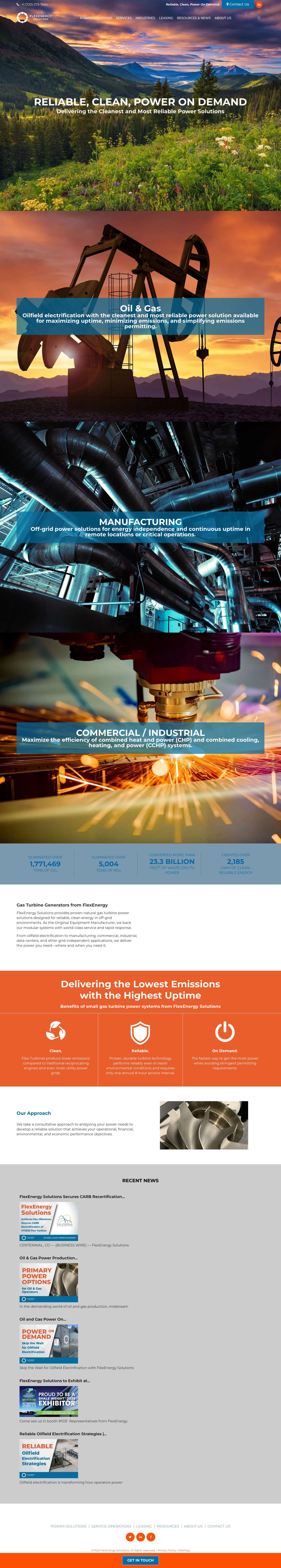 Gas Turbine Generators | Clean Power Solutions | FlexEnergy - Full Screenshot