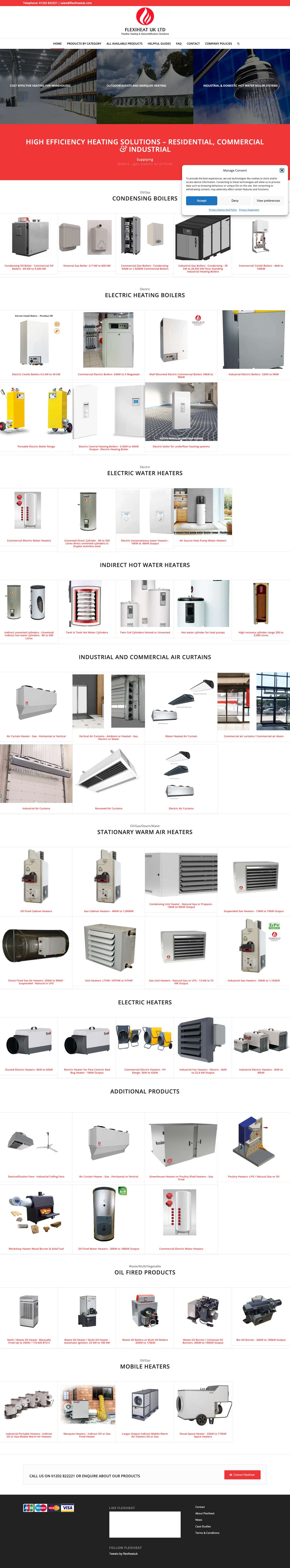 Flexiheat UK | Energy-Efficient Boilers, Heaters & Air Curtains for Residential, Commercial & Industrial Use — Expert Support & Fast UK Delivery - Full Screenshot