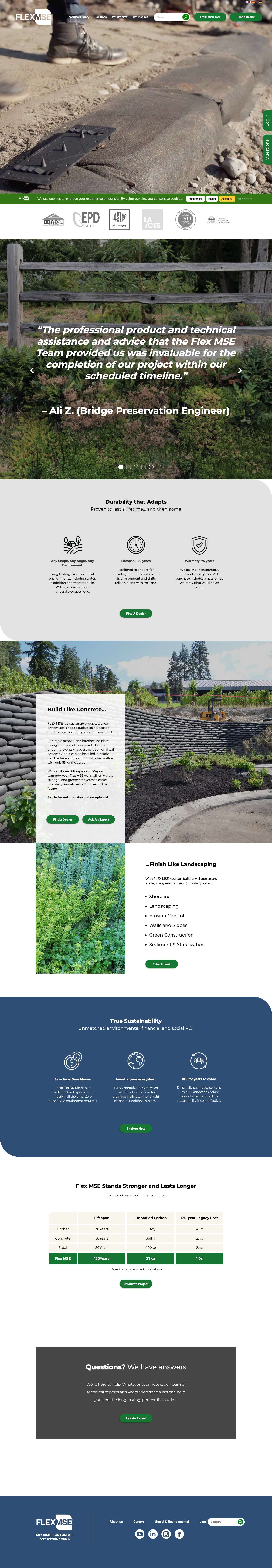 Sustainable vegetated wall system - Flex MSE - Full Screenshot