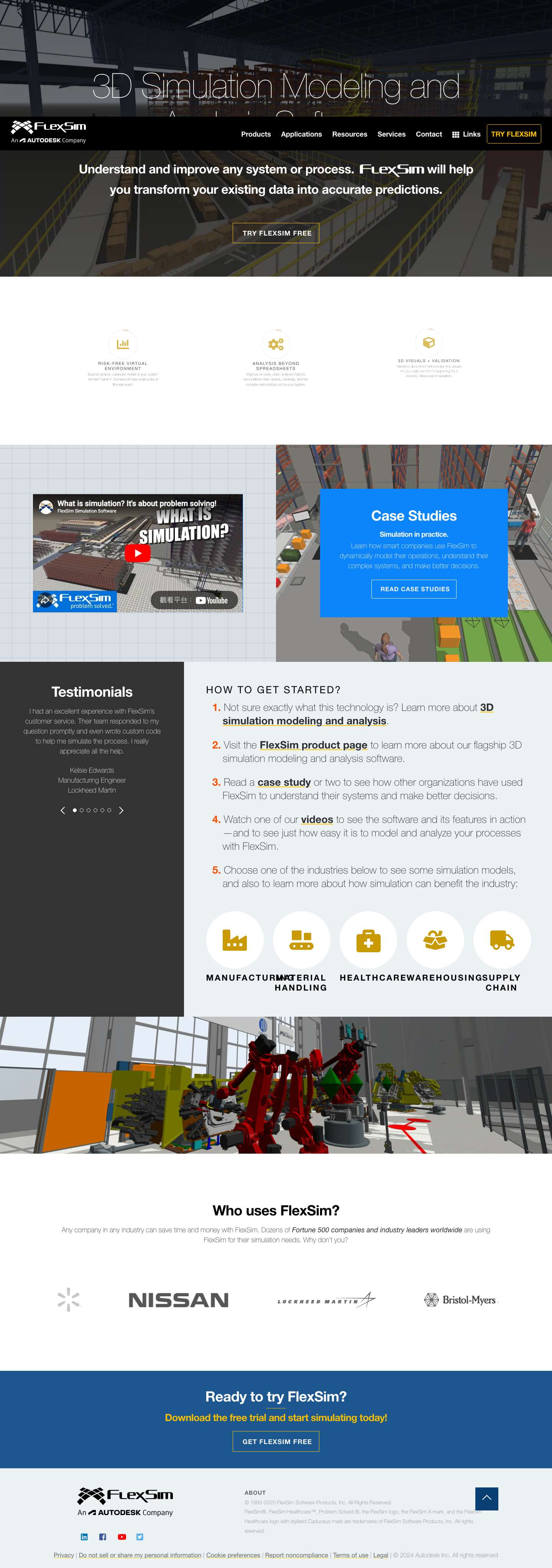 3D Simulation Modeling and Analysis Software | FlexSim - Full Screenshot