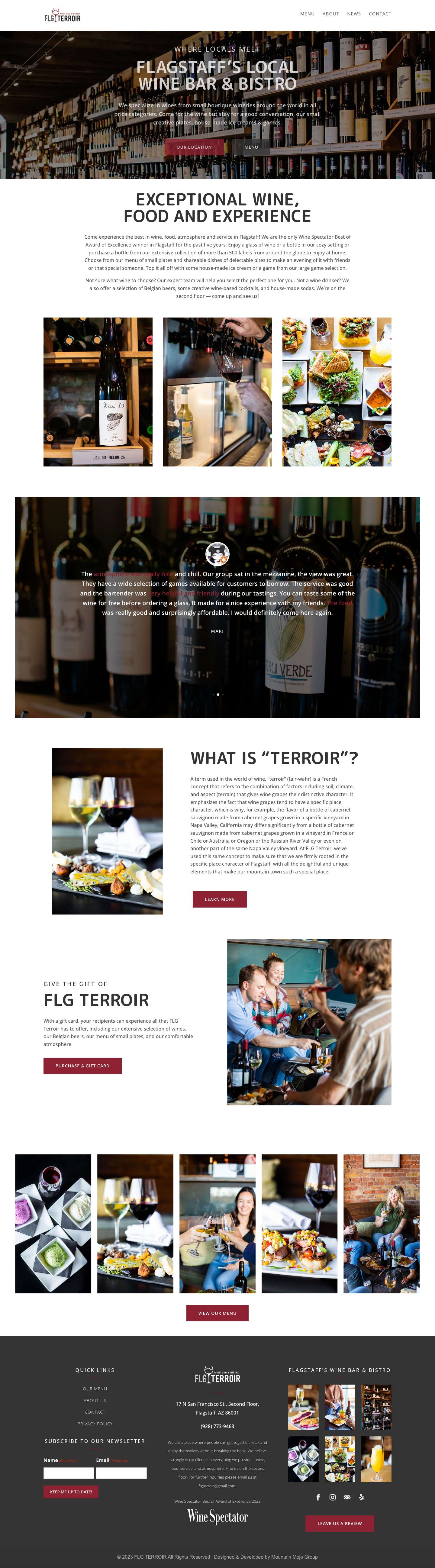 FLG Terroir - Flagstaff Wine Bar & Bistro - Full Screenshot