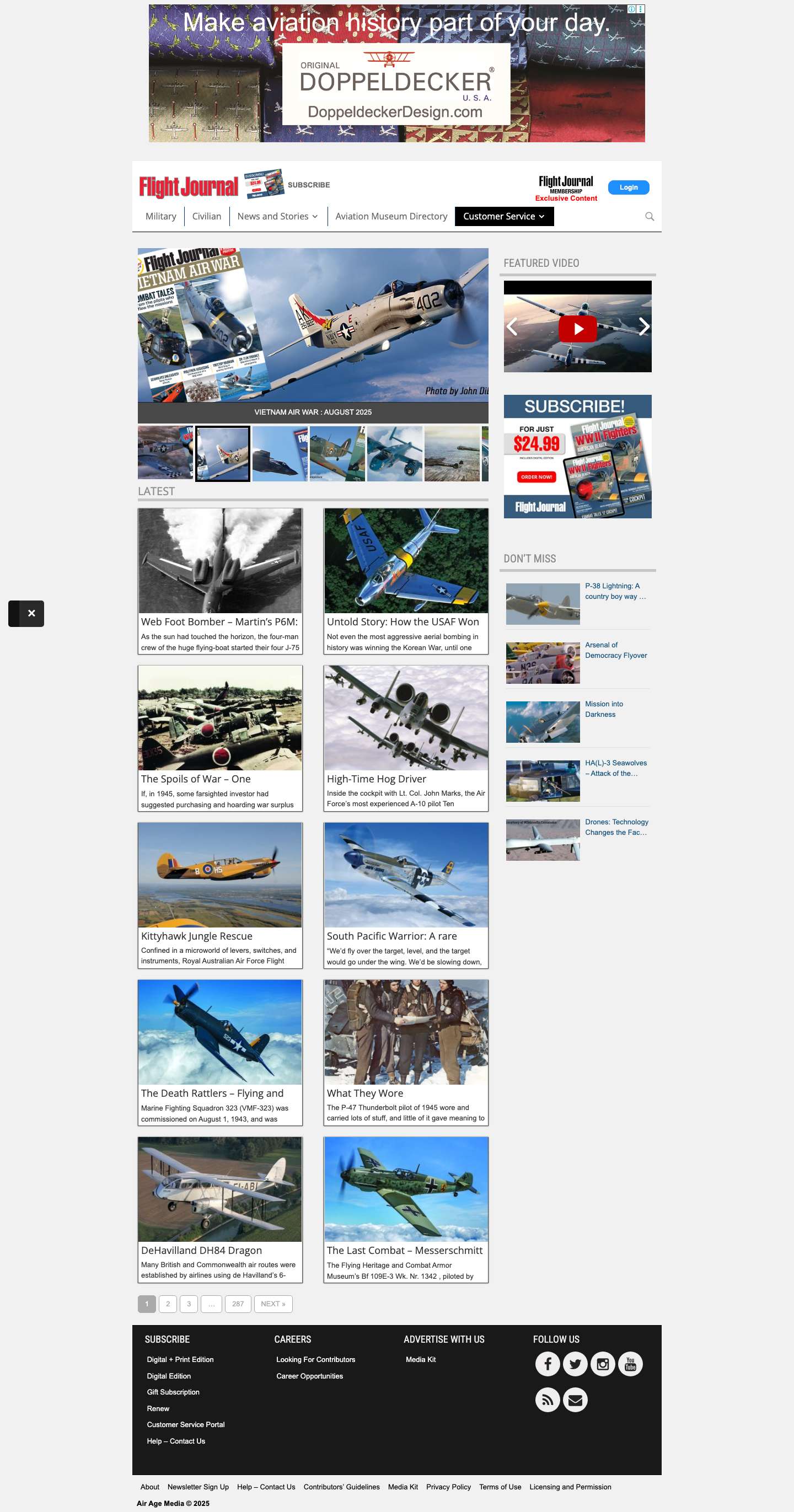 Flight Journal - Aviation History | History of Flight | Aviation History Articles, Warbirds, Bombers, Trainers, Pilots - Full Screenshot