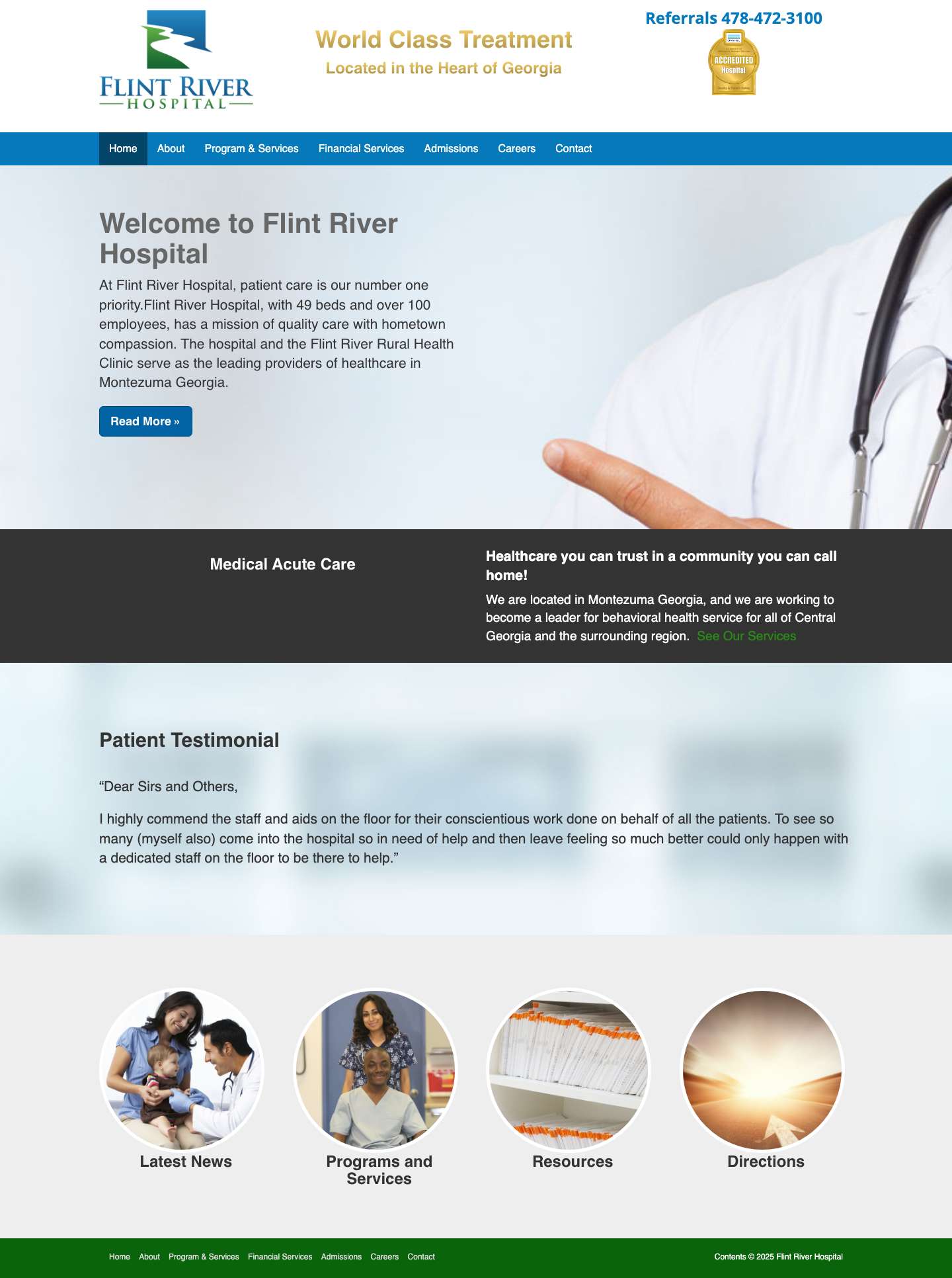 Flint River Hospital: Located in Montezuma, GA - Full Screenshot
