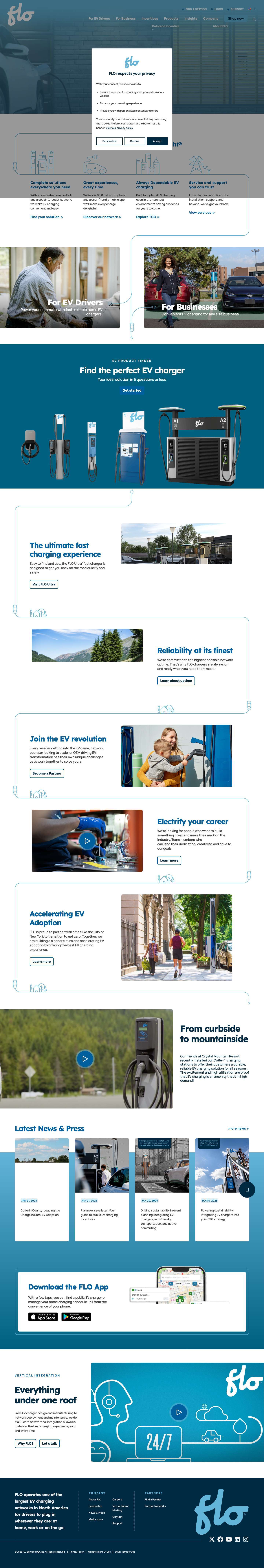 EV Charging Stations For The US And Canada | FLO - Full Screenshot