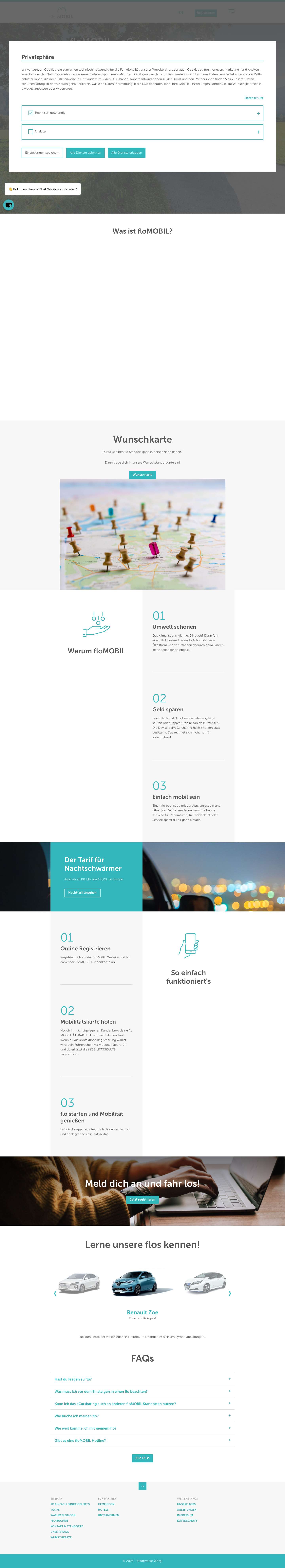 floMOBIL - eCarsharing aus Tirol. - Full Screenshot