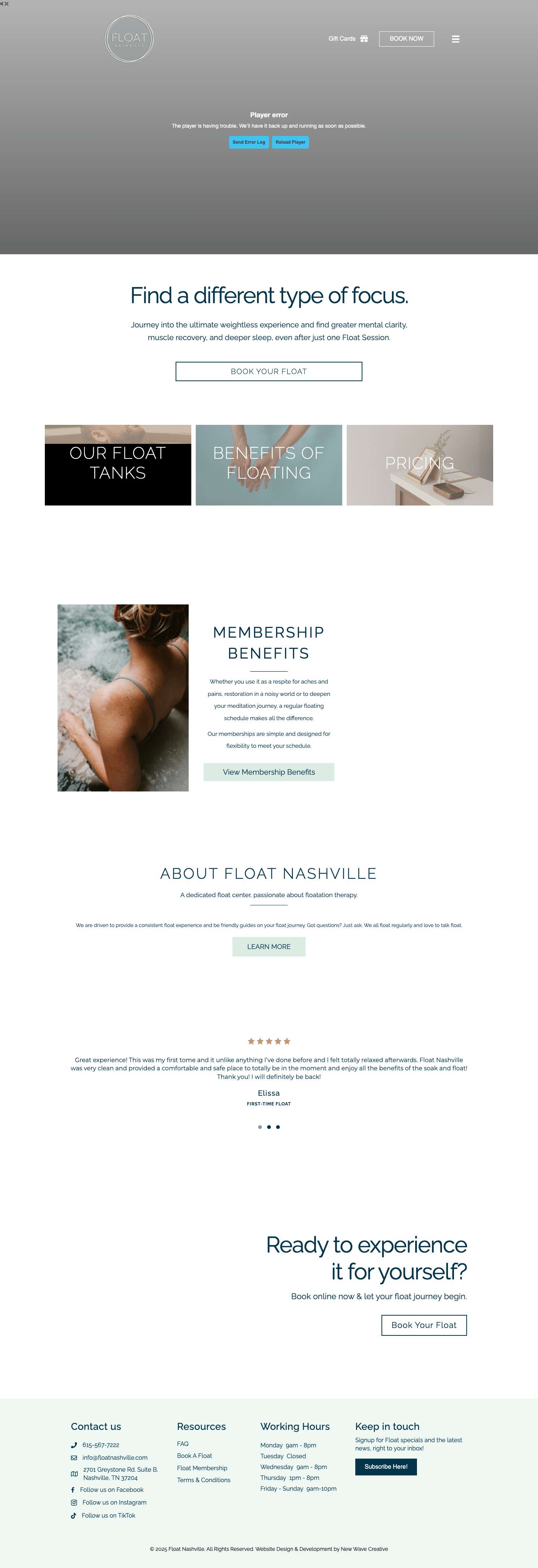 Float Tank Nashville | Sensory Deprivation Tank | Float Nashville - Full Screenshot