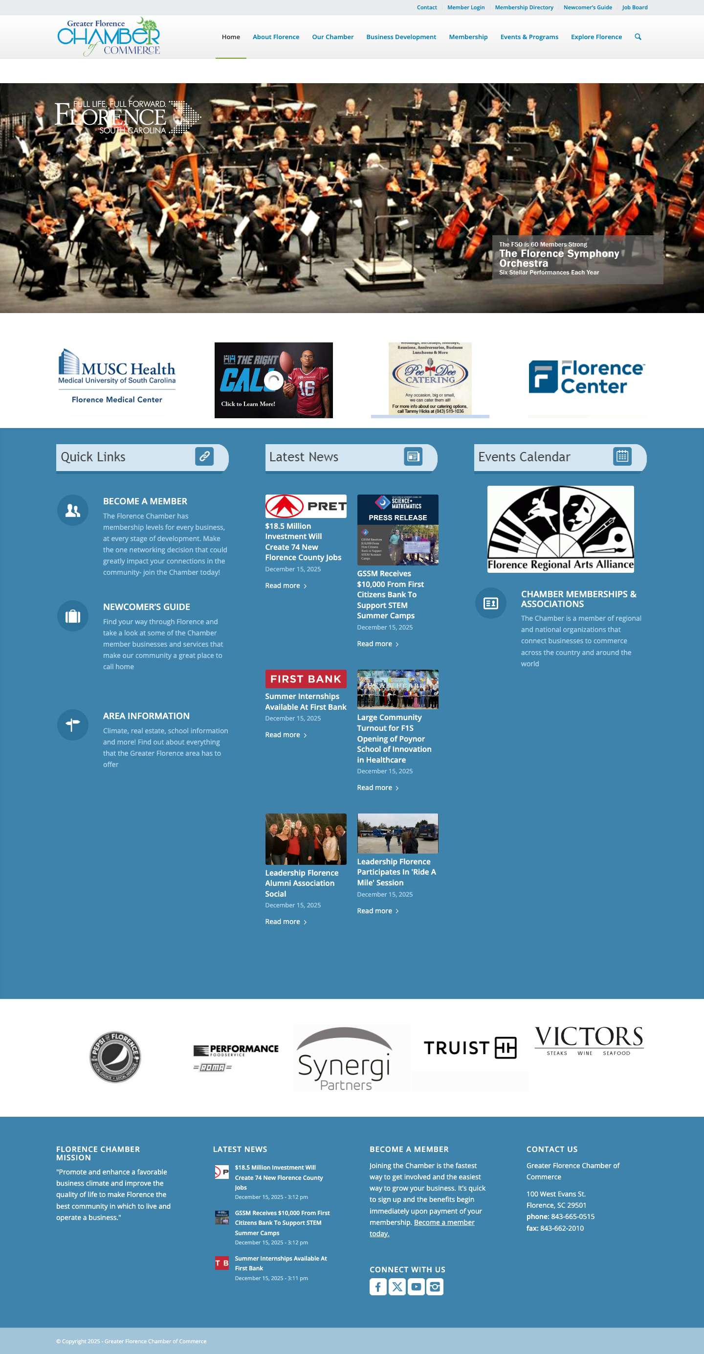 Greater Florence Chamber of Commerce – Empowering Florence Businesses. Enhancing Florence lives. - Full Screenshot
