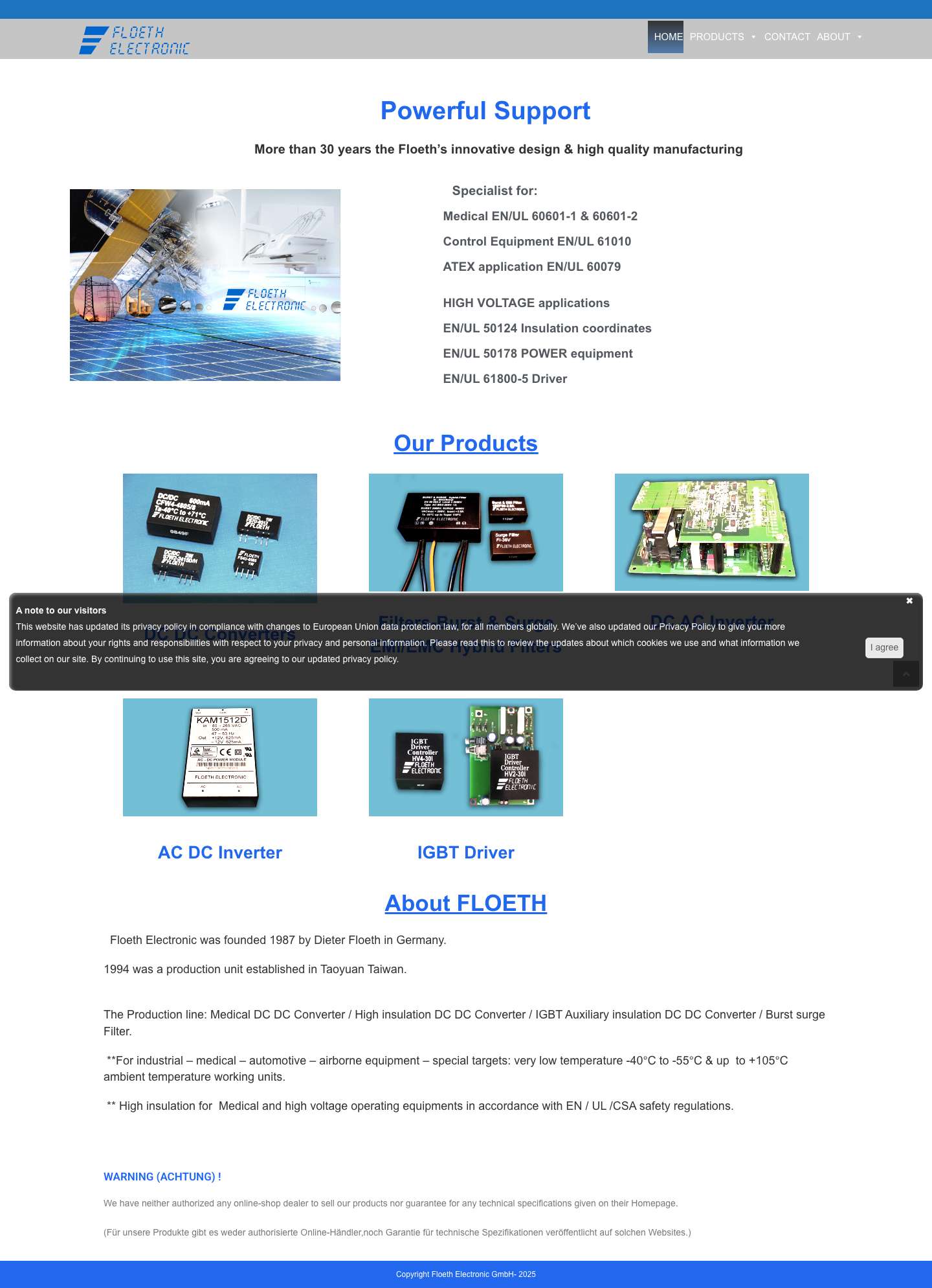 Over 30 years DC DC Converter maker - Floeth Electronic GmbH - Full Screenshot