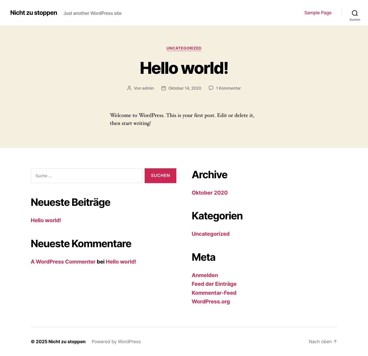Nicht zu stoppen – Just another WordPress site - Full Screenshot