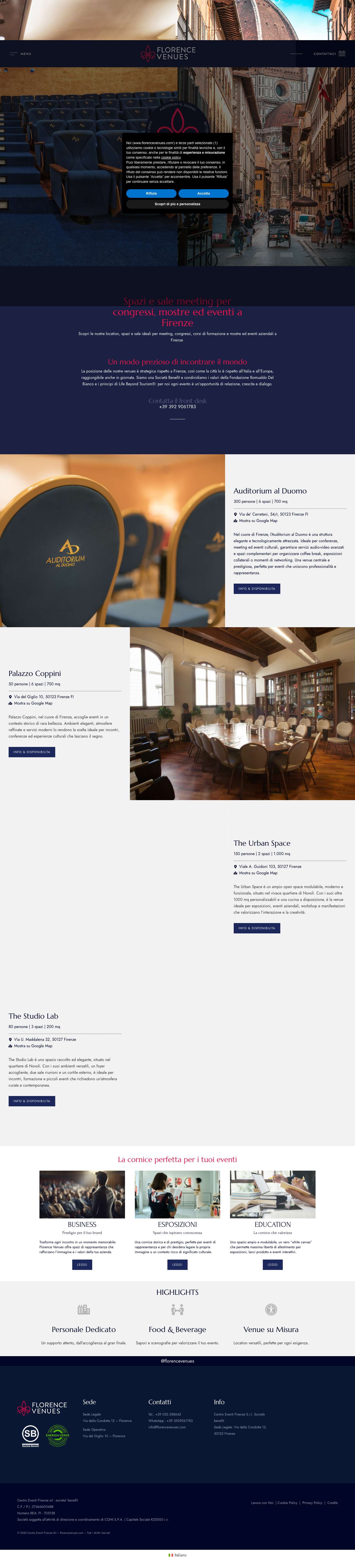 Sale e spazi per meeting, eventi e conferenze a Firenze - Full Screenshot