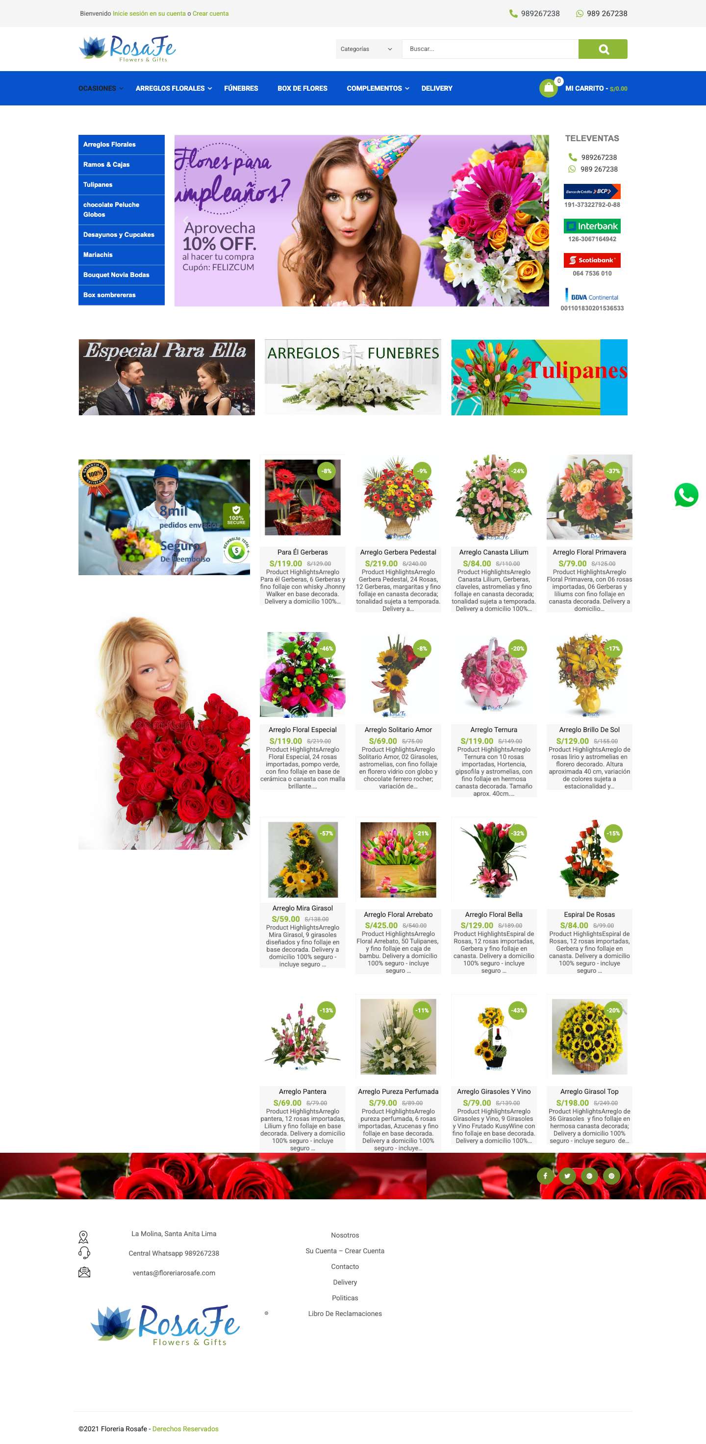 Florería Rosafe Santa Anita - Delivery Rosas y Flores en Lima. - Full Screenshot