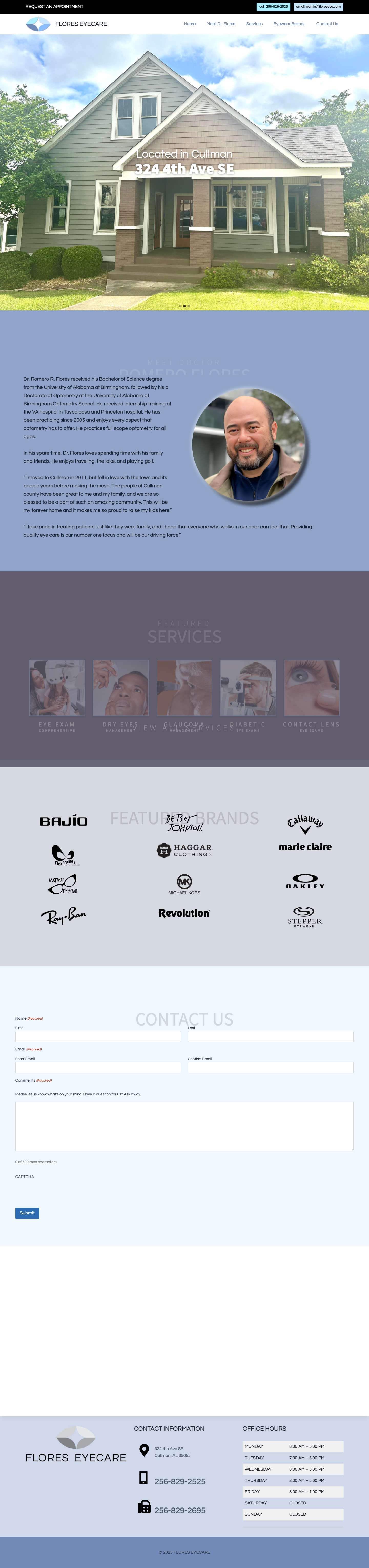 Flores Eyecare - FLORES EYECAREToggle Menu - Full Screenshot