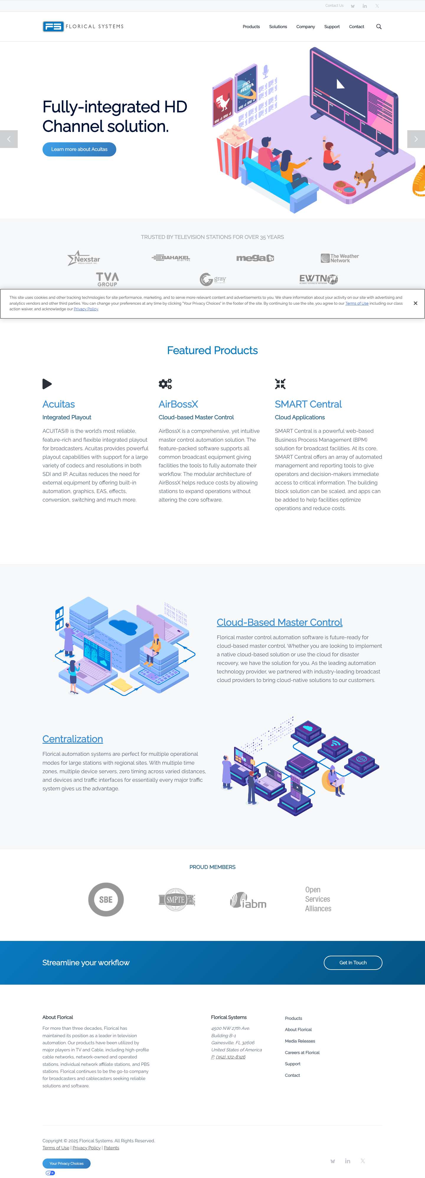 Florical Systems - Television AutomationBlueskyLinkedInTwitterBlueskyLinkedInTwitter - Full Screenshot