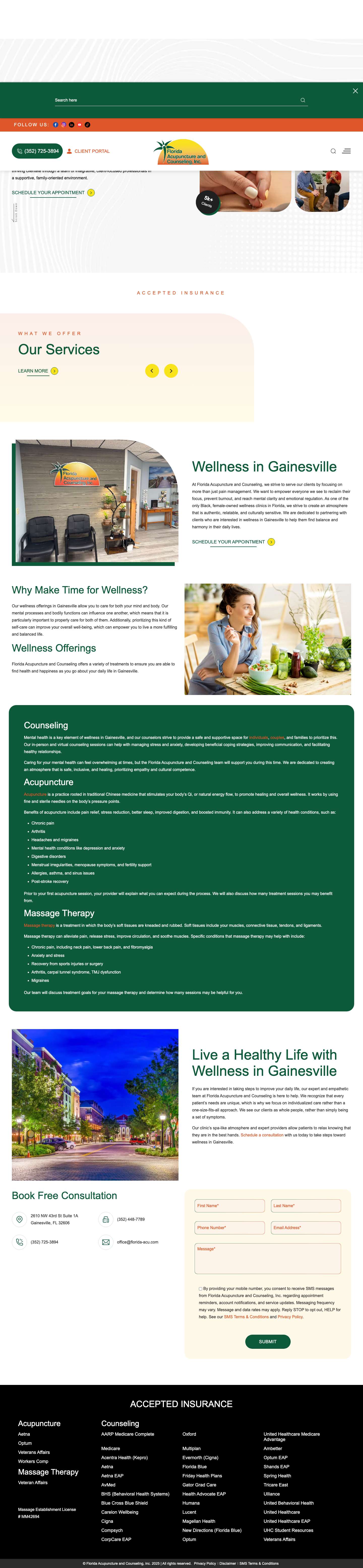 Wellness in Gainesville | Care for Your Mind and Body - Full Screenshot