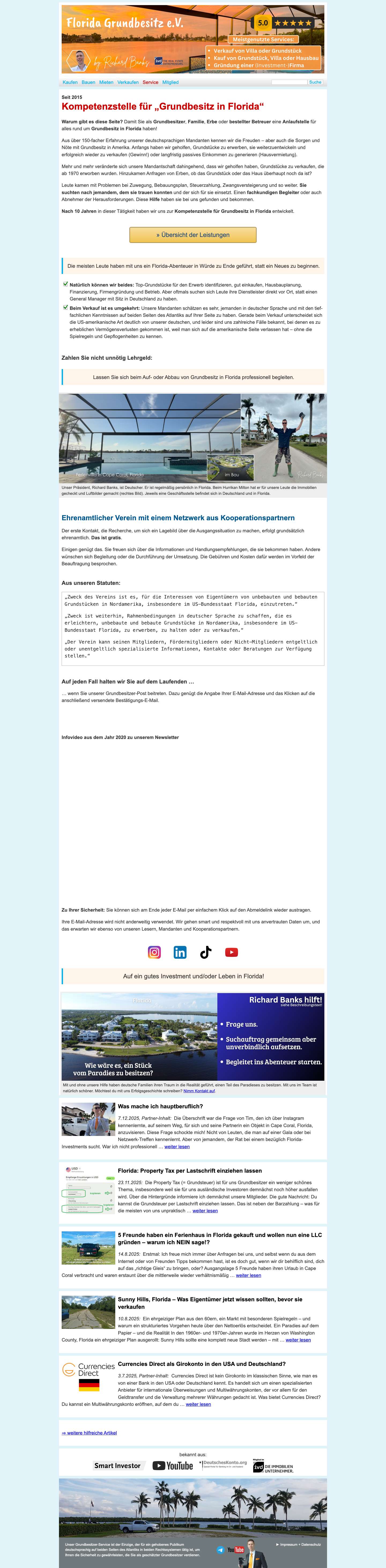 Florida Grundbesitz e.V. | Interessensvereinigung - Full Screenshot