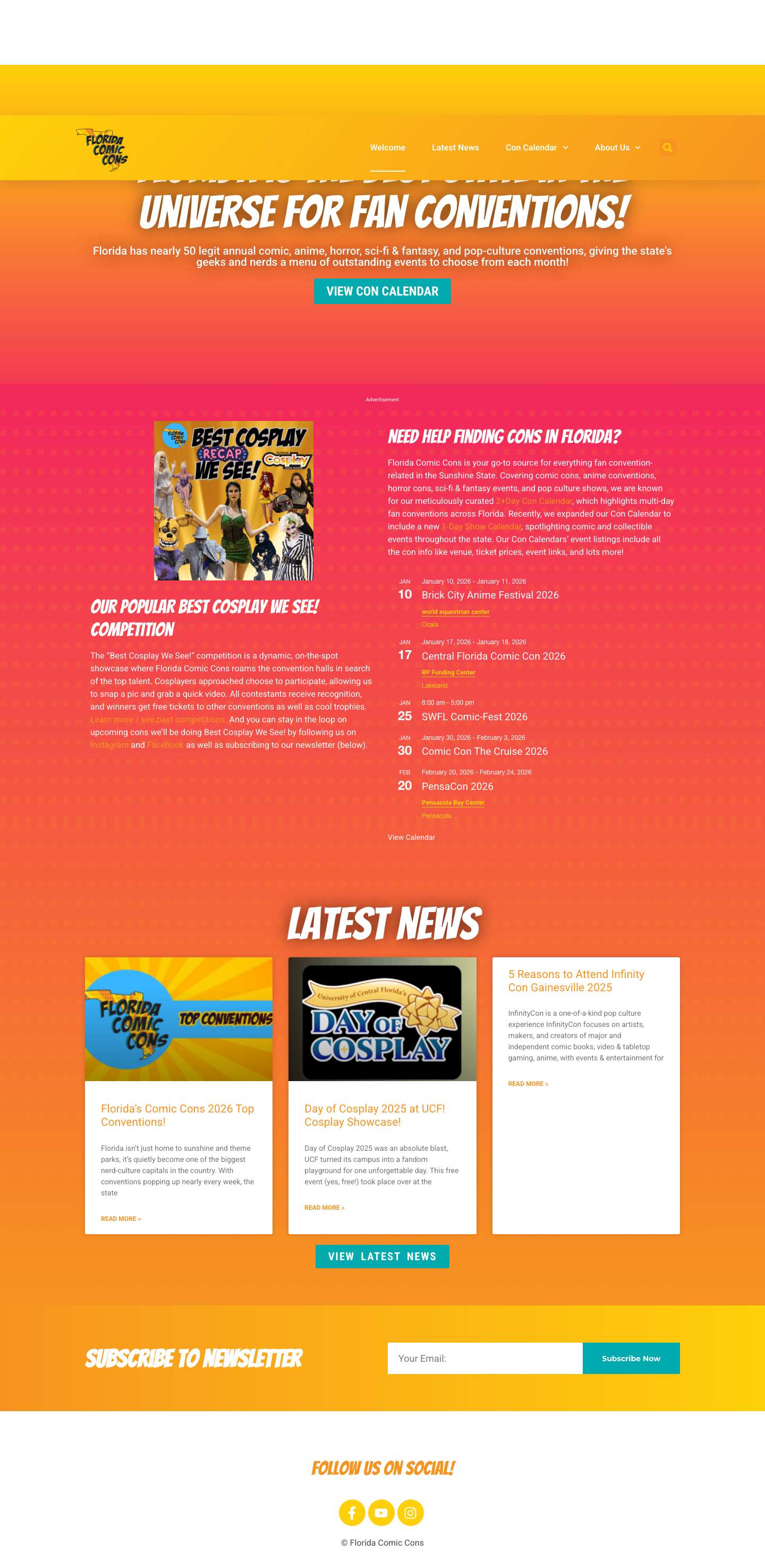 Welcome - Florida Comic Cons - Full Screenshot