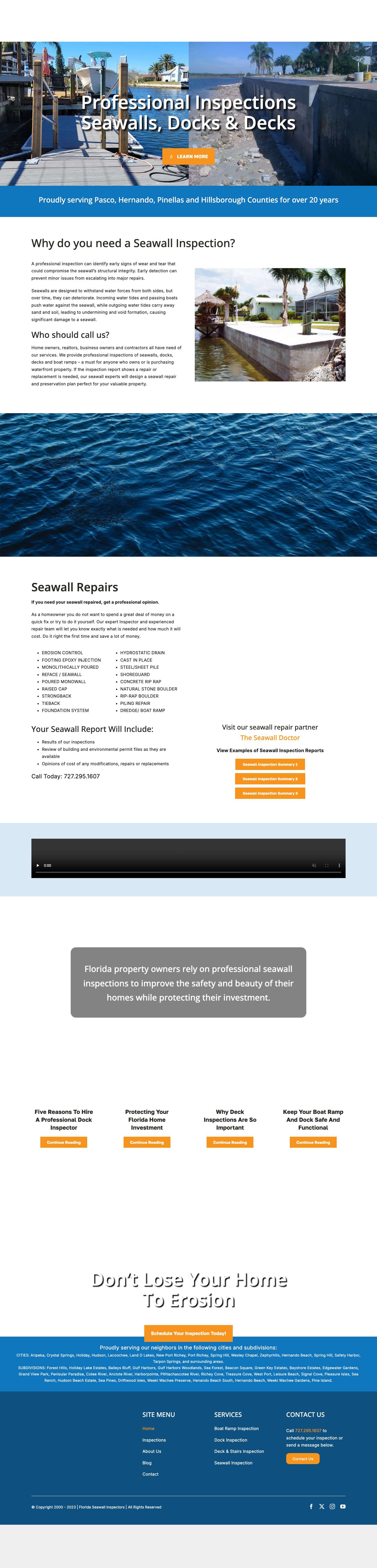 Hernando Beach Seawall Inspectors | Hillsborough Deck Repair - Full Screenshot